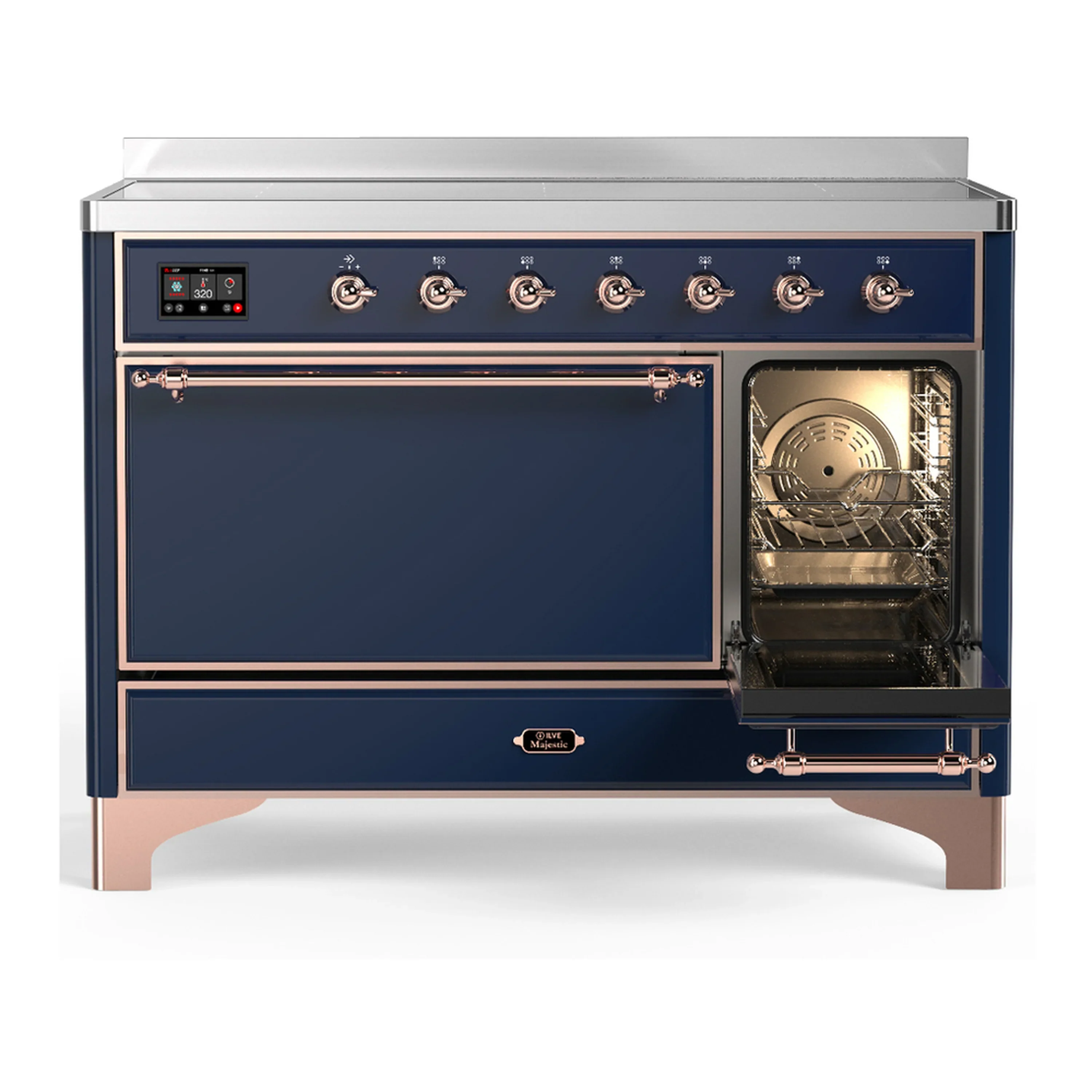 ILVE Majestic III 48-Inch Induction Range with 6 Induction Elements and Solid Door Electric Oven in Mightnight Blue with Copper Trim (UMIB48QNR3MBP) - Image 4