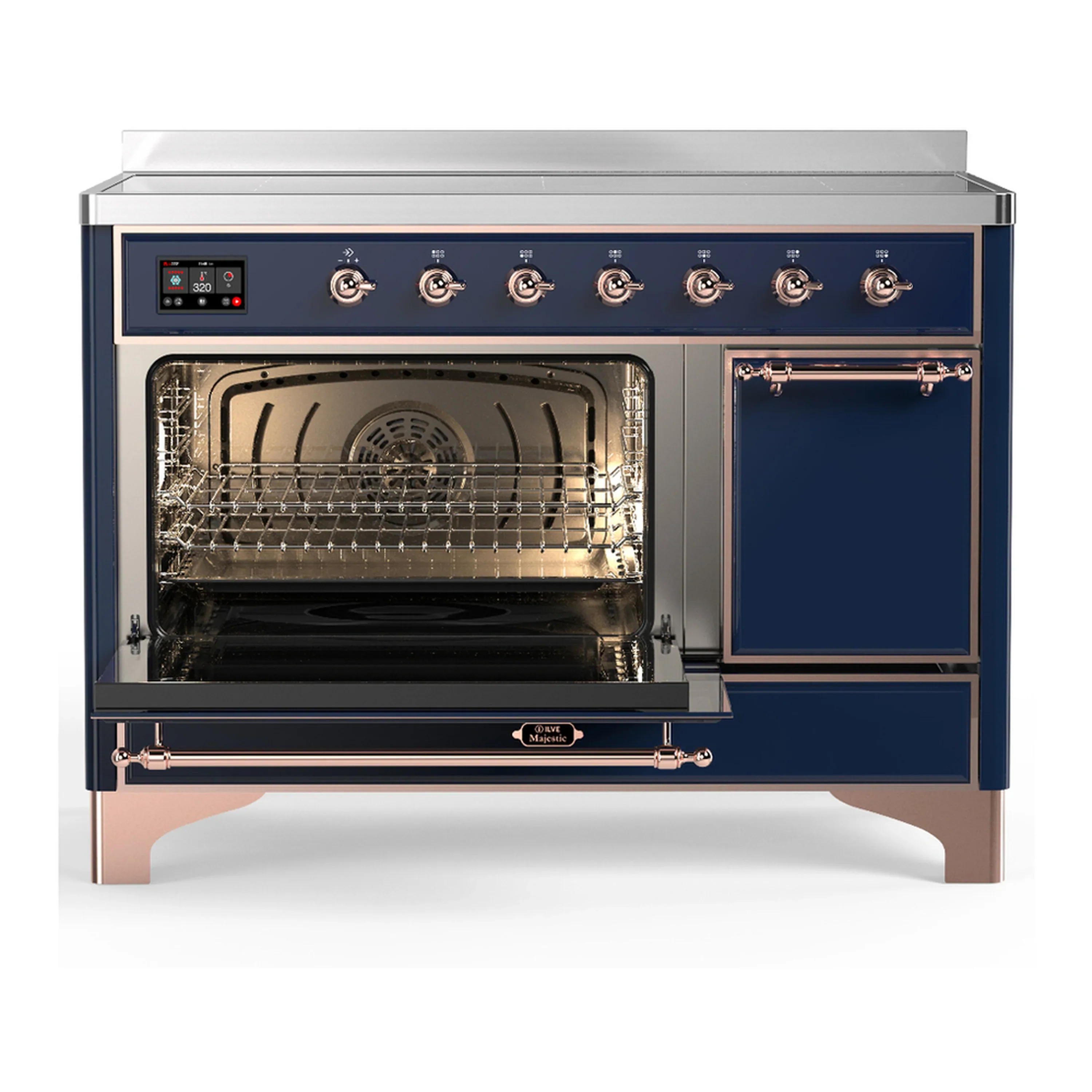 ILVE Majestic III 48-Inch Induction Range with 6 Induction Elements and Solid Door Electric Oven in Mightnight Blue with Copper Trim (UMIB48QNR3MBP) - Image 5