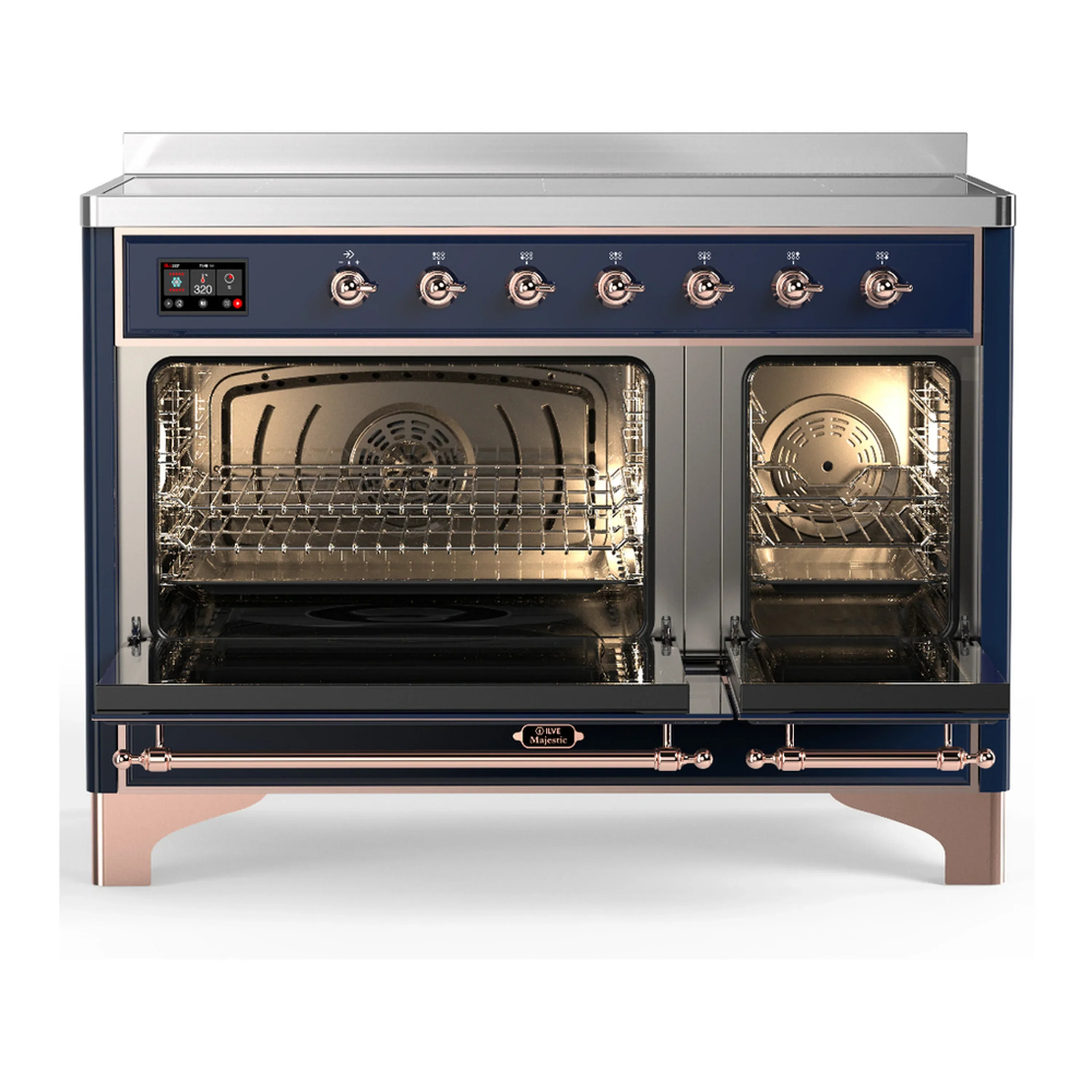 ILVE Majestic III 48-Inch Induction Range with 6 Induction Elements and Solid Door Electric Oven in Mightnight Blue with Copper Trim (UMIB48QNR3MBP) - Image 6