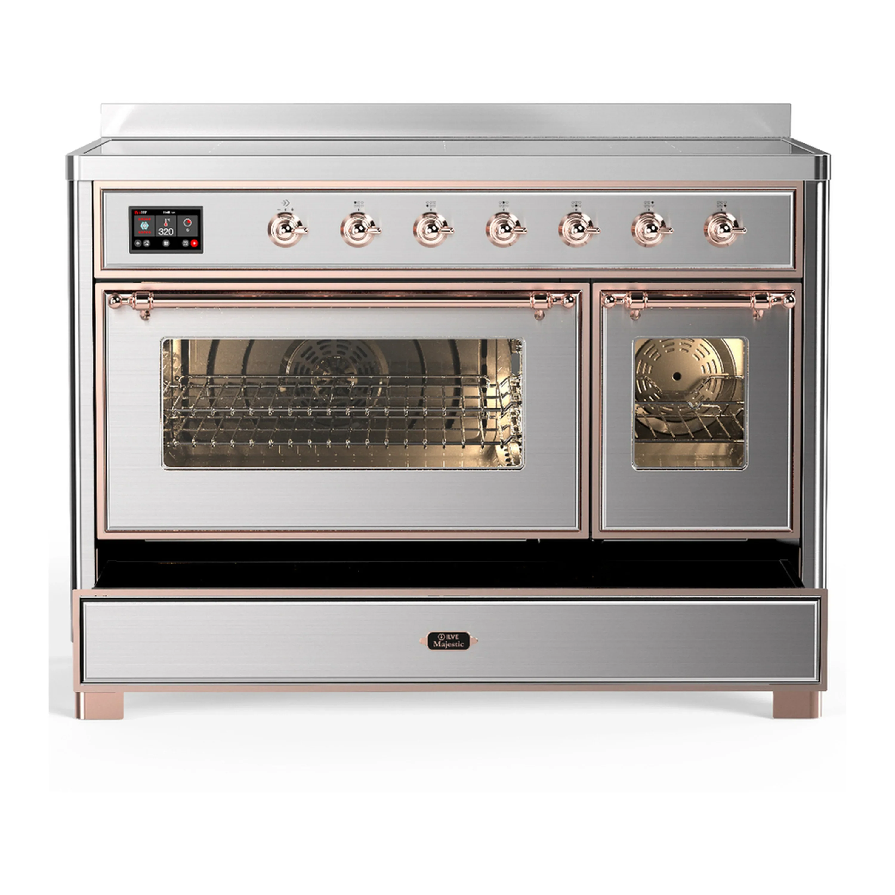 ILVE Majestic III 48-Inch Induction Range with 6 Induction Elements and Triple Glass Door Electric Oven in Stainless Steel with Copper Trim (UMIB48NR3SSP) - Image 3