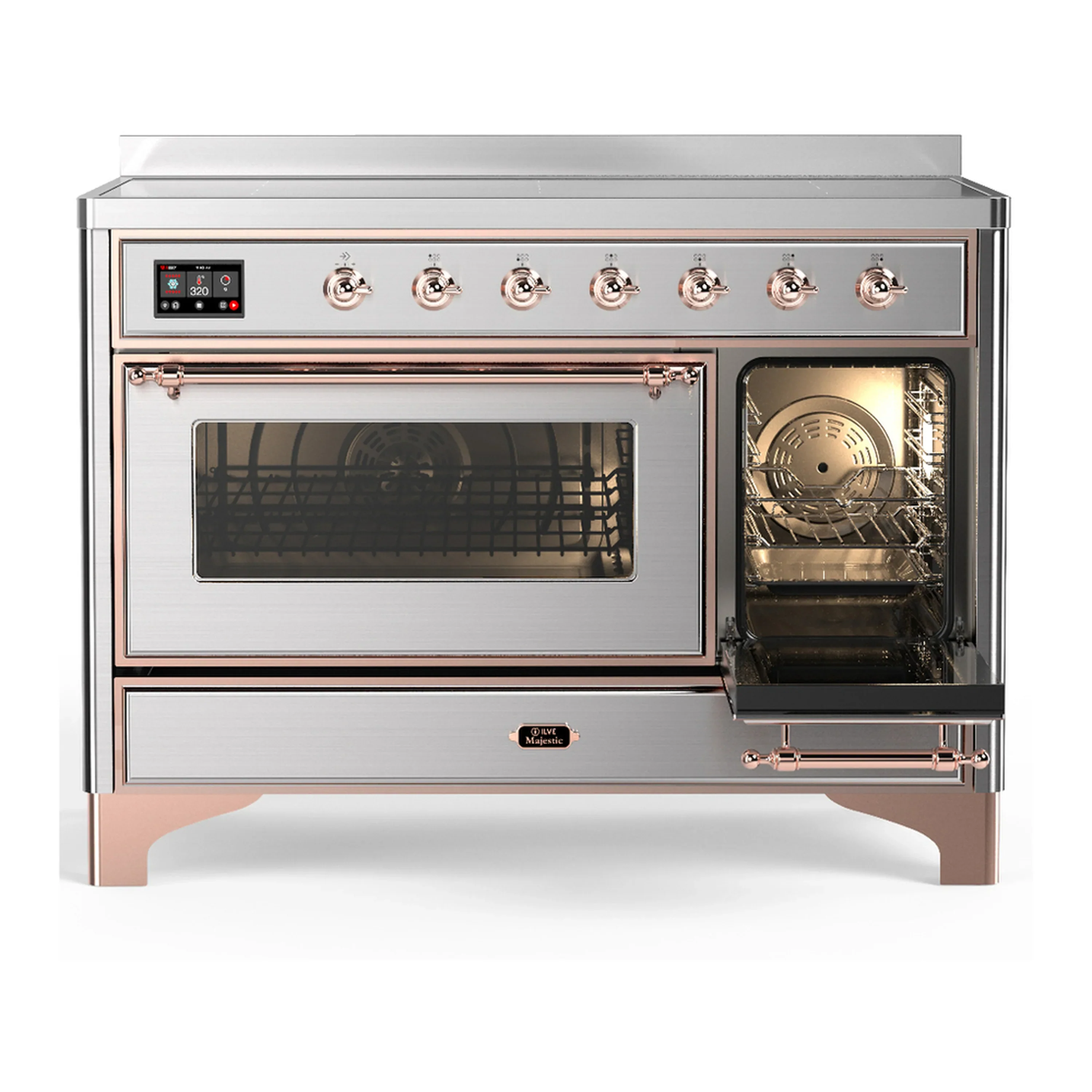 ILVE Majestic III 48-Inch Induction Range with 6 Induction Elements and Triple Glass Door Electric Oven in Stainless Steel with Copper Trim (UMIB48NR3SSP) - Image 4