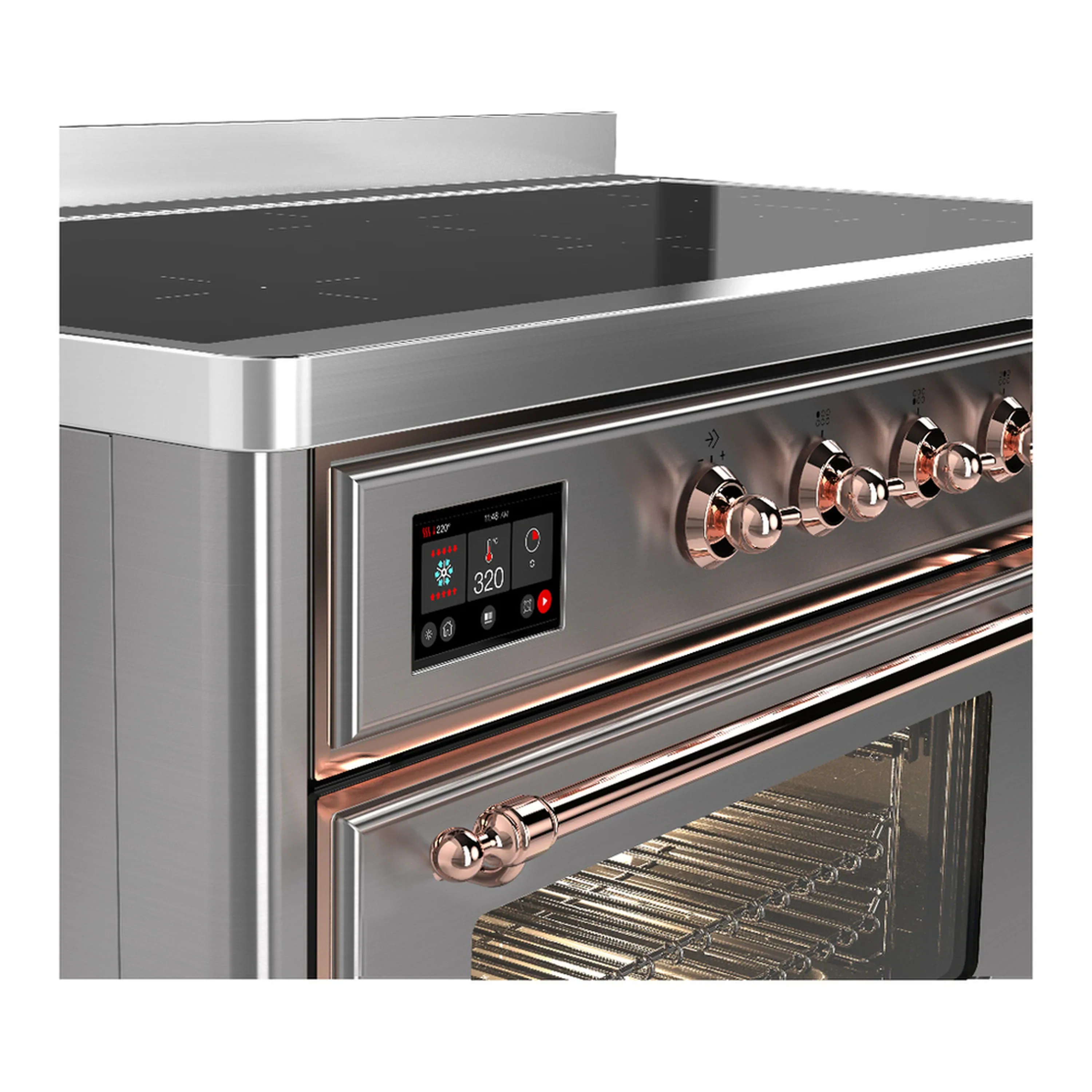 ILVE Majestic III 48-Inch Induction Range with 6 Induction Elements and Triple Glass Door Electric Oven in Stainless Steel with Copper Trim (UMIB48NR3SSP) - Image 7