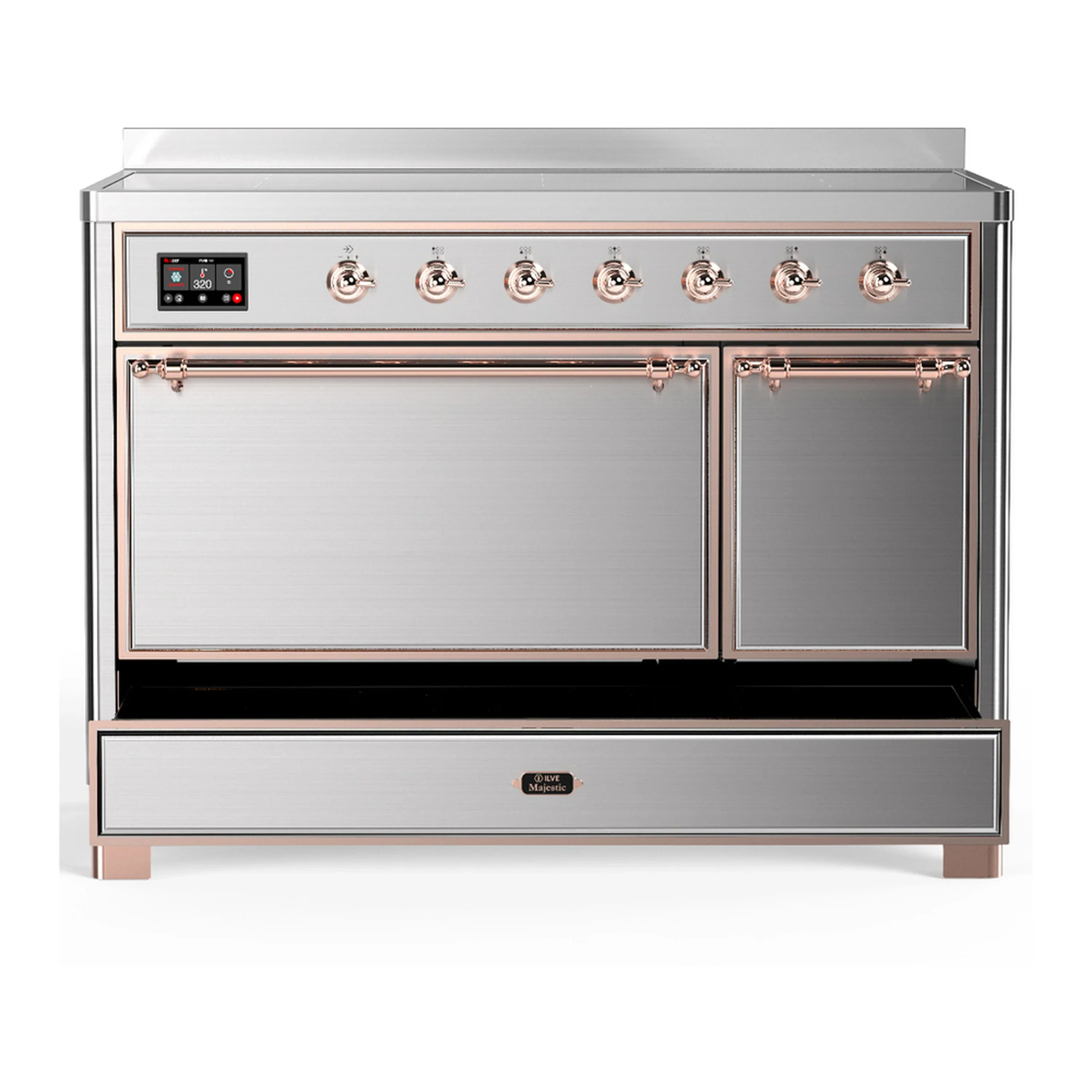 ILVE Majestic III 48-Inch Induction Range with 6 Induction Elements and Solid Door Electric Oven in Stainless Steel with Copper Trim (UMIB48QNR3SSP) - Image 3