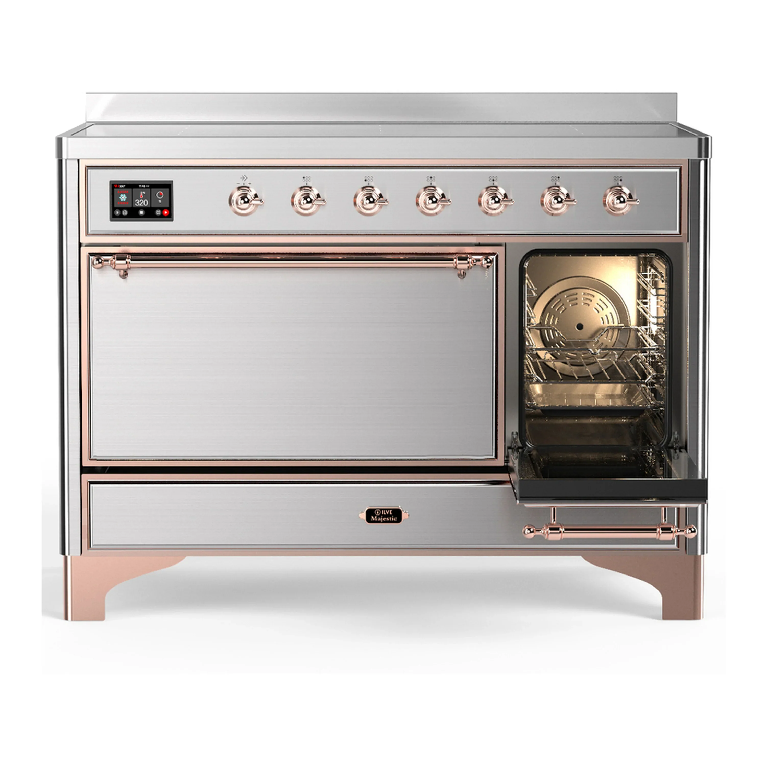 ILVE Majestic III 48-Inch Induction Range with 6 Induction Elements and Solid Door Electric Oven in Stainless Steel with Copper Trim (UMIB48QNR3SSP) - Image 4