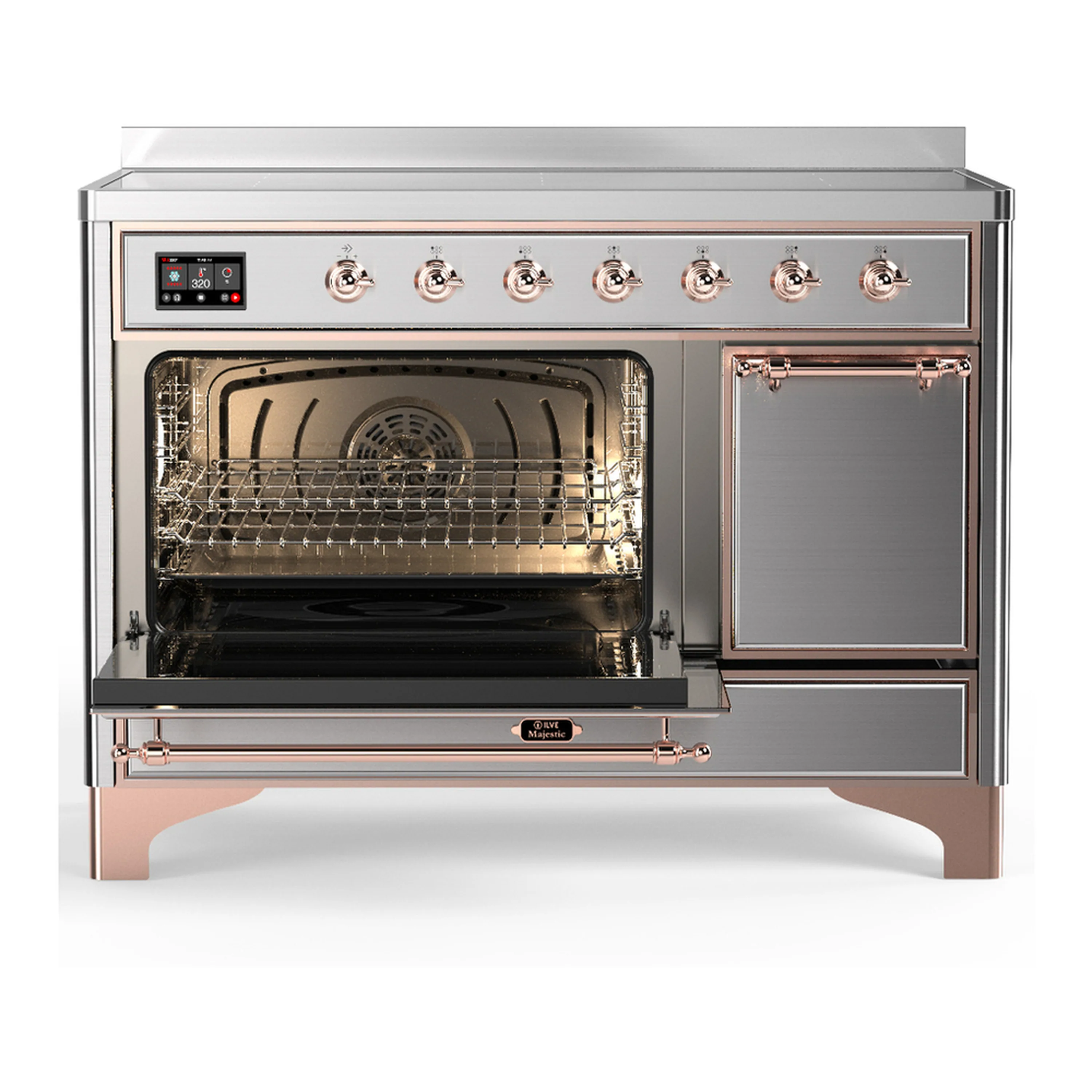 ILVE Majestic III 48-Inch Induction Range with 6 Induction Elements and Solid Door Electric Oven in Stainless Steel with Copper Trim (UMIB48QNR3SSP) - Image 5