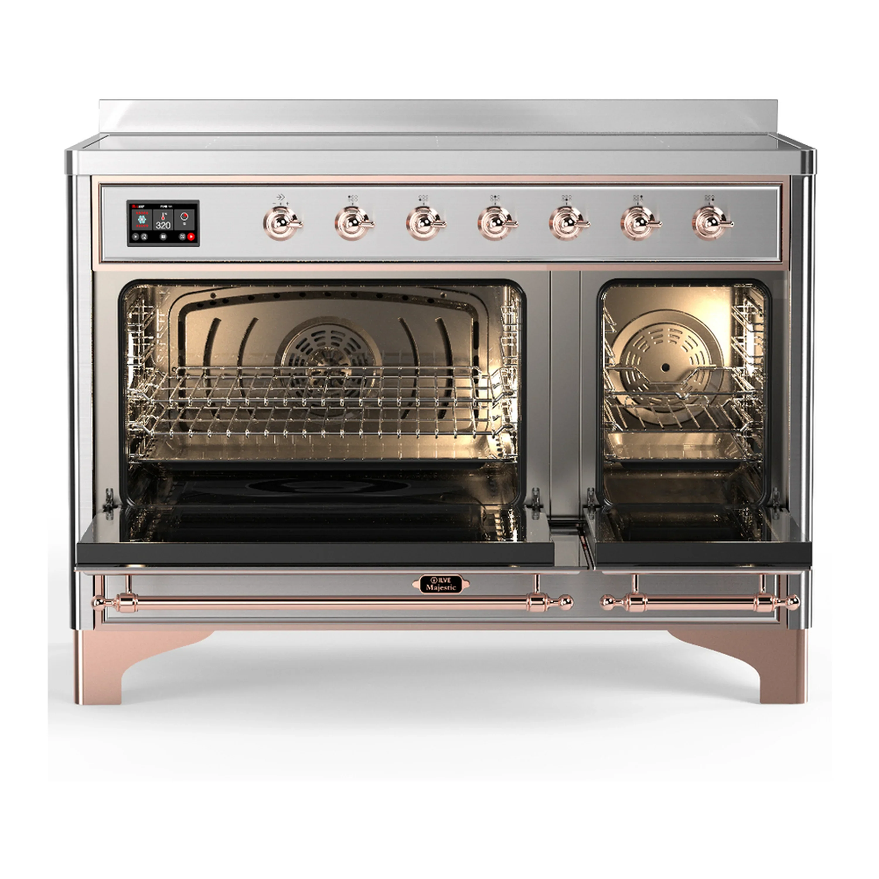 ILVE Majestic III 48-Inch Induction Range with 6 Induction Elements and Solid Door Electric Oven in Stainless Steel with Copper Trim (UMIB48QNR3SSP) - Image 6
