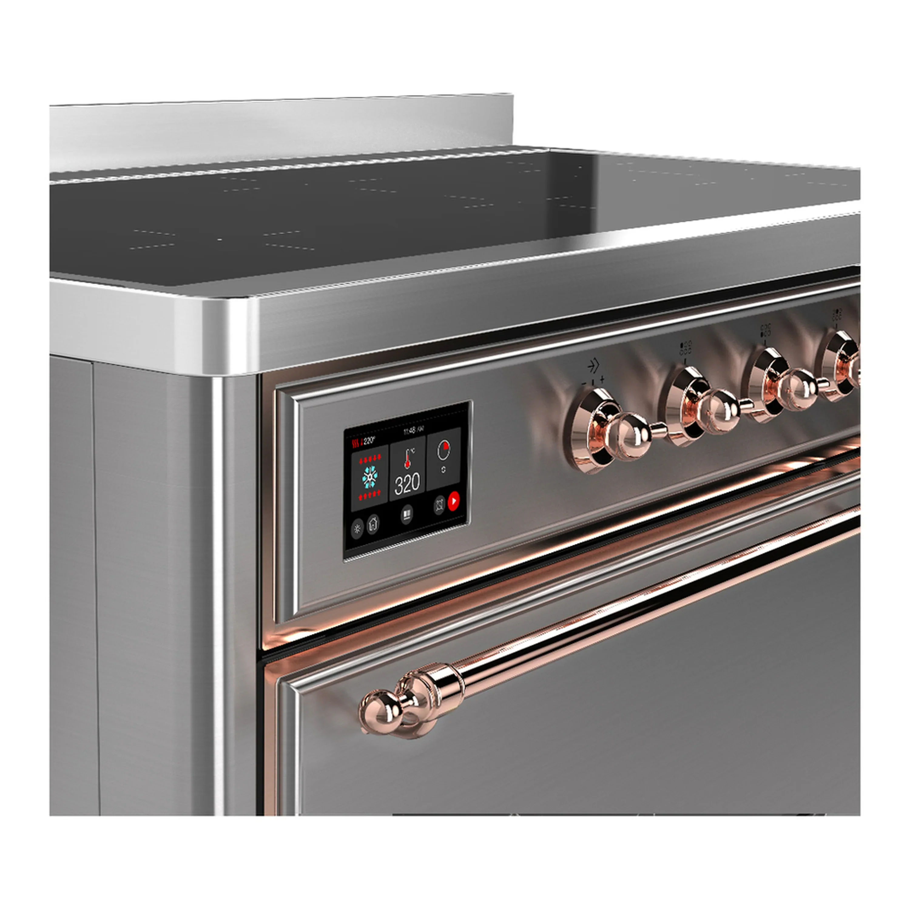 ILVE Majestic III 48-Inch Induction Range with 6 Induction Elements and Solid Door Electric Oven in Stainless Steel with Copper Trim (UMIB48QNR3SSP) - Image 7