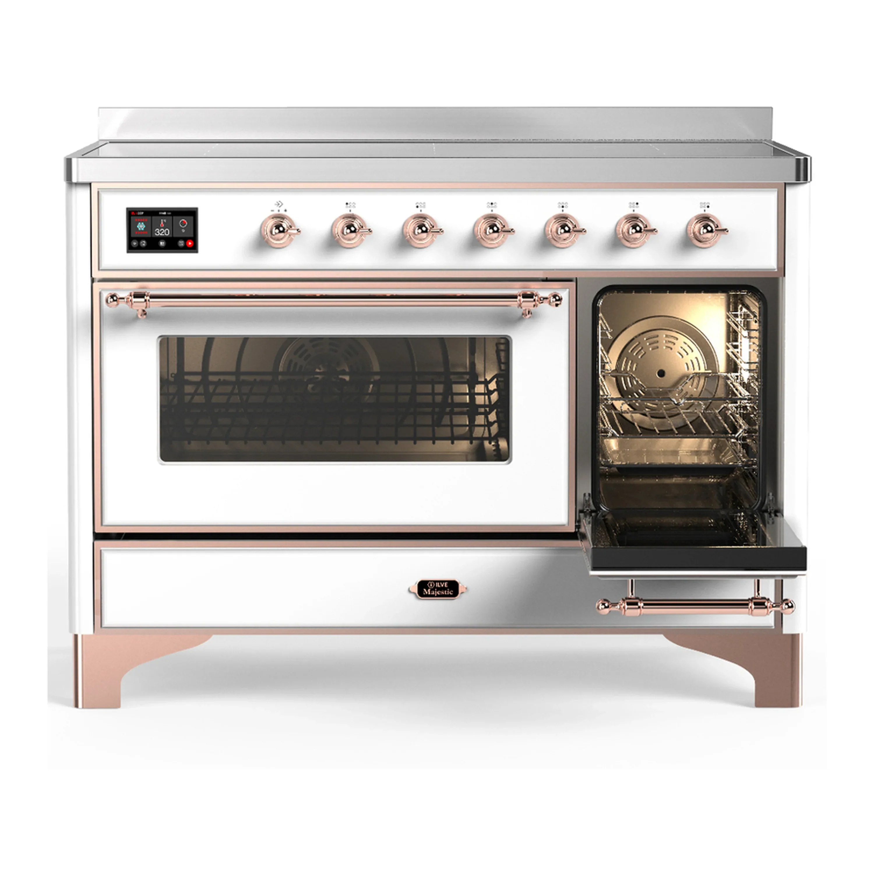 ILVE Majestic III 48-Inch Induction Range with 6 Induction Elements and Triple Glass Door Electric Oven in White with Copper Trim (UMIB48NR3WHP) - Image 4
