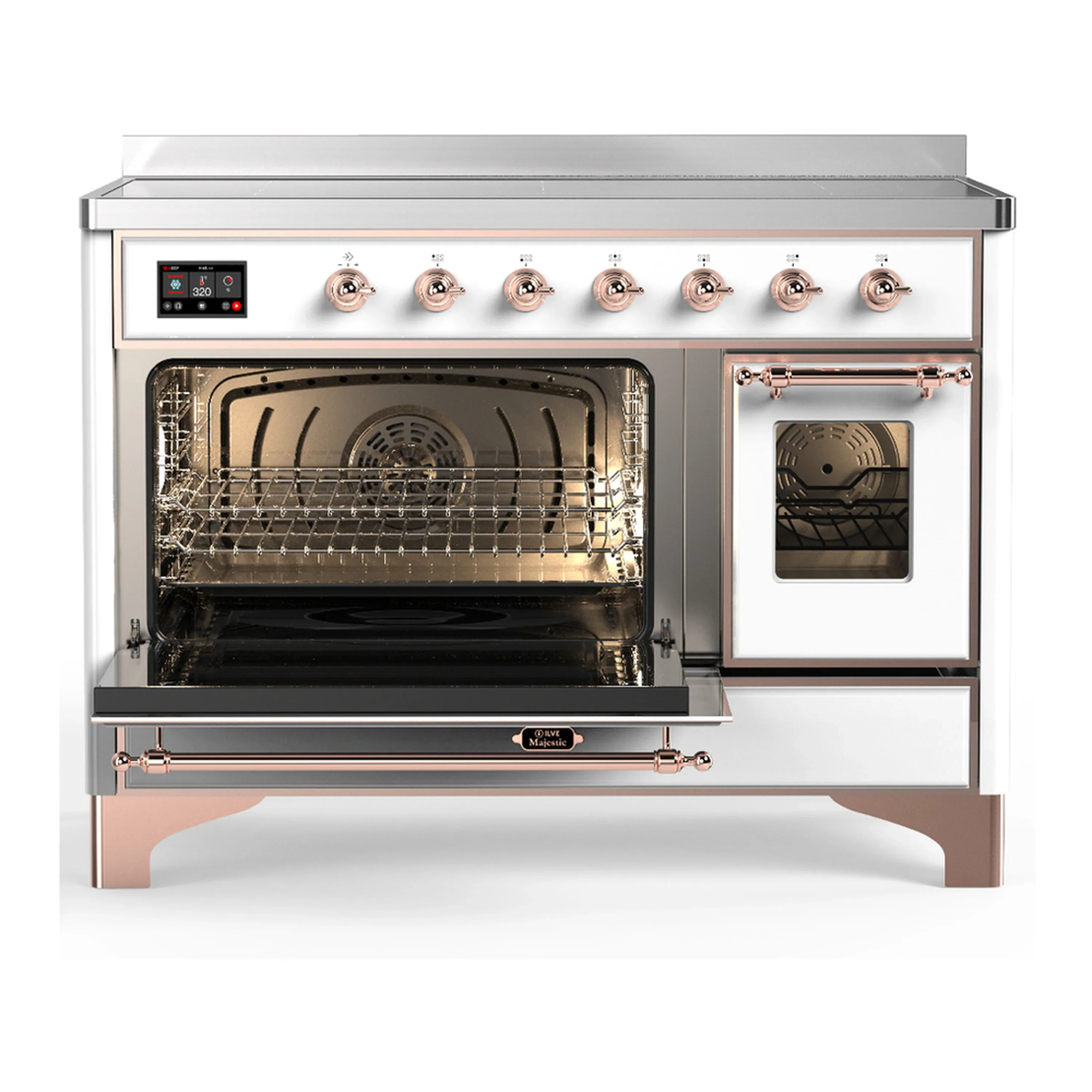 ILVE Majestic III 48-Inch Induction Range with 6 Induction Elements and Triple Glass Door Electric Oven in White with Copper Trim (UMIB48NR3WHP) - Image 5