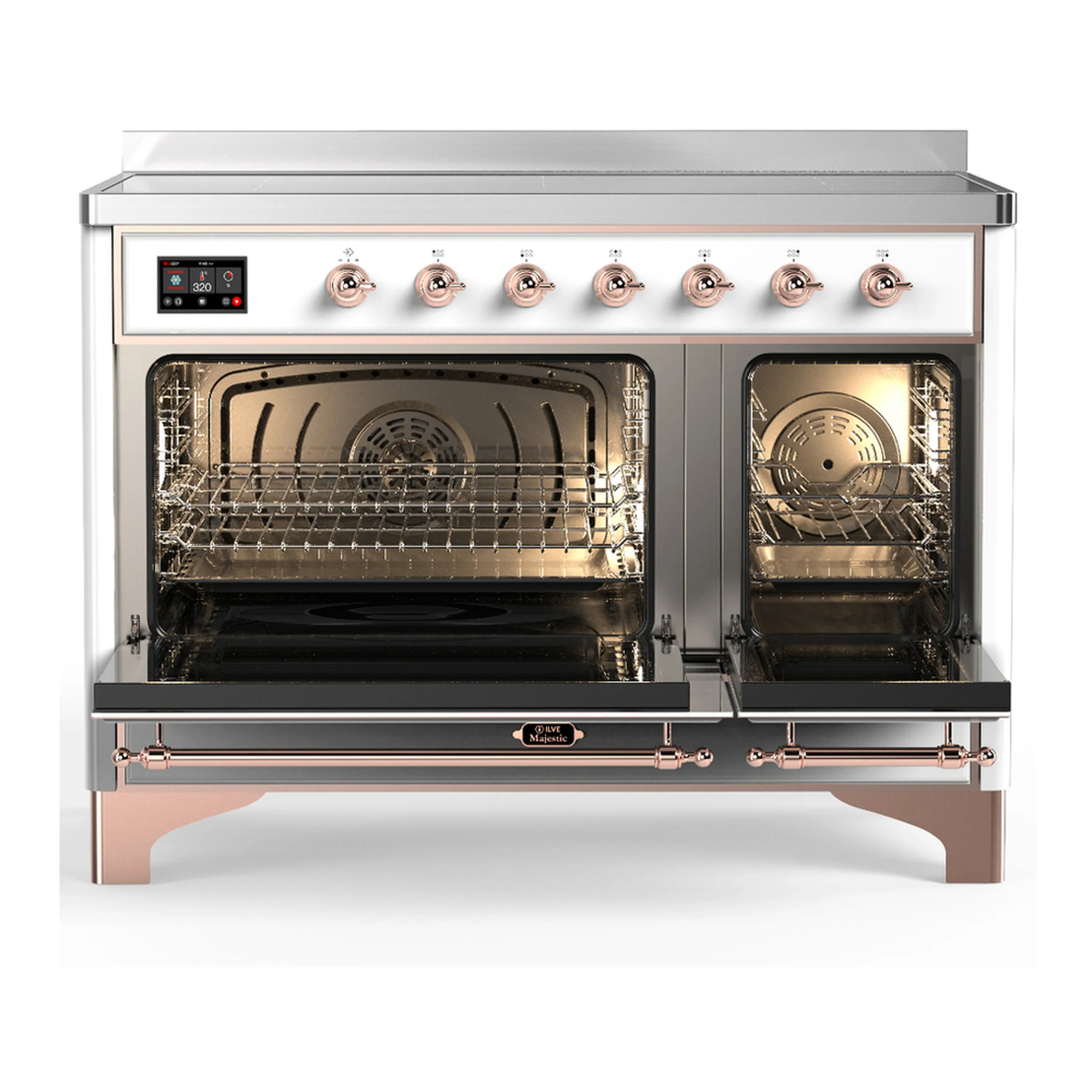 ILVE Majestic III 48-Inch Induction Range with 6 Induction Elements and Triple Glass Door Electric Oven in White with Copper Trim (UMIB48NR3WHP) - Image 6