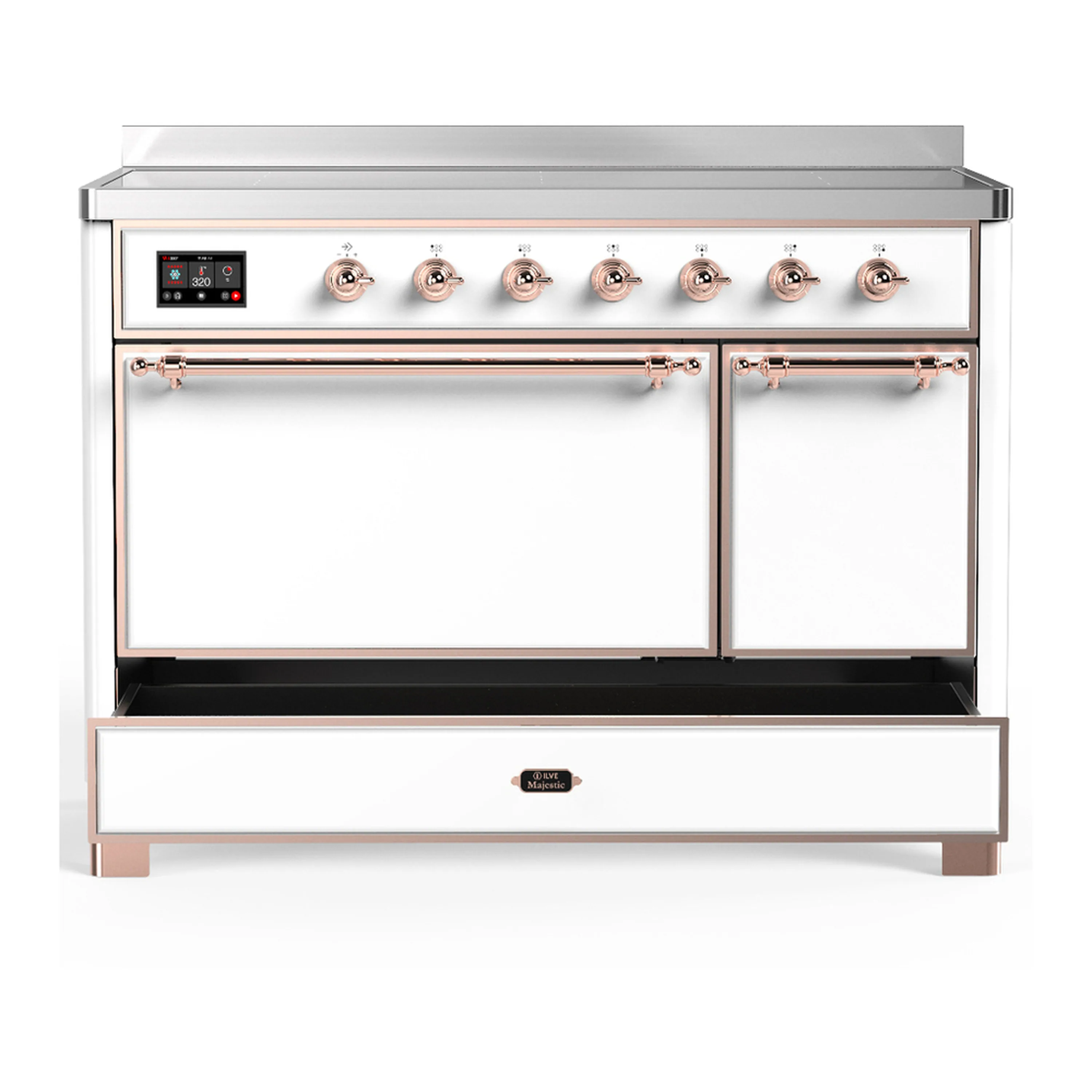 ILVE Majestic III 48-Inch Induction Range with 6 Induction Elements and Solid Door Electric Oven in White with Copper Trim (UMIB48QNR3WHP) - Image 3