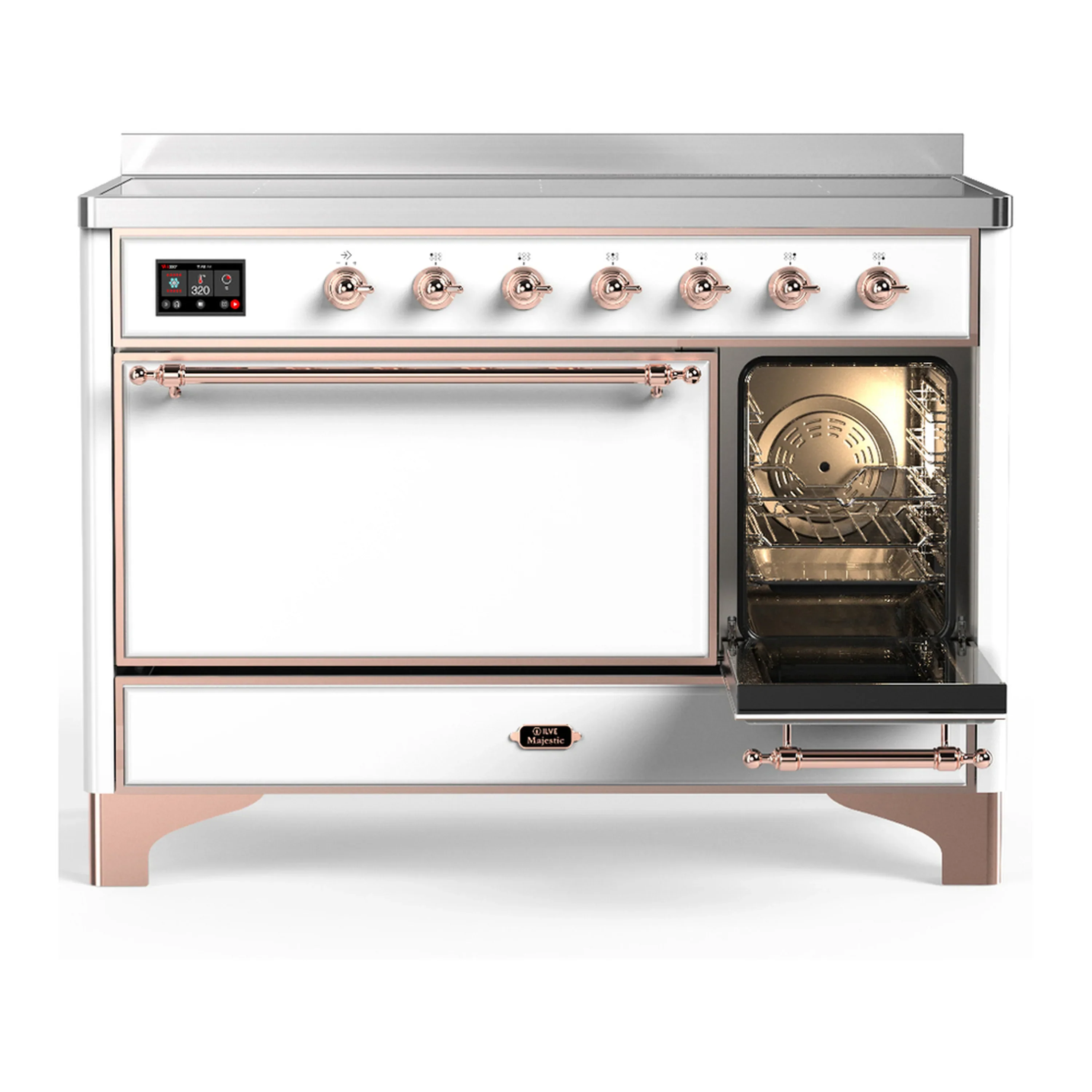 ILVE Majestic III 48-Inch Induction Range with 6 Induction Elements and Solid Door Electric Oven in White with Copper Trim (UMIB48QNR3WHP) - Image 4