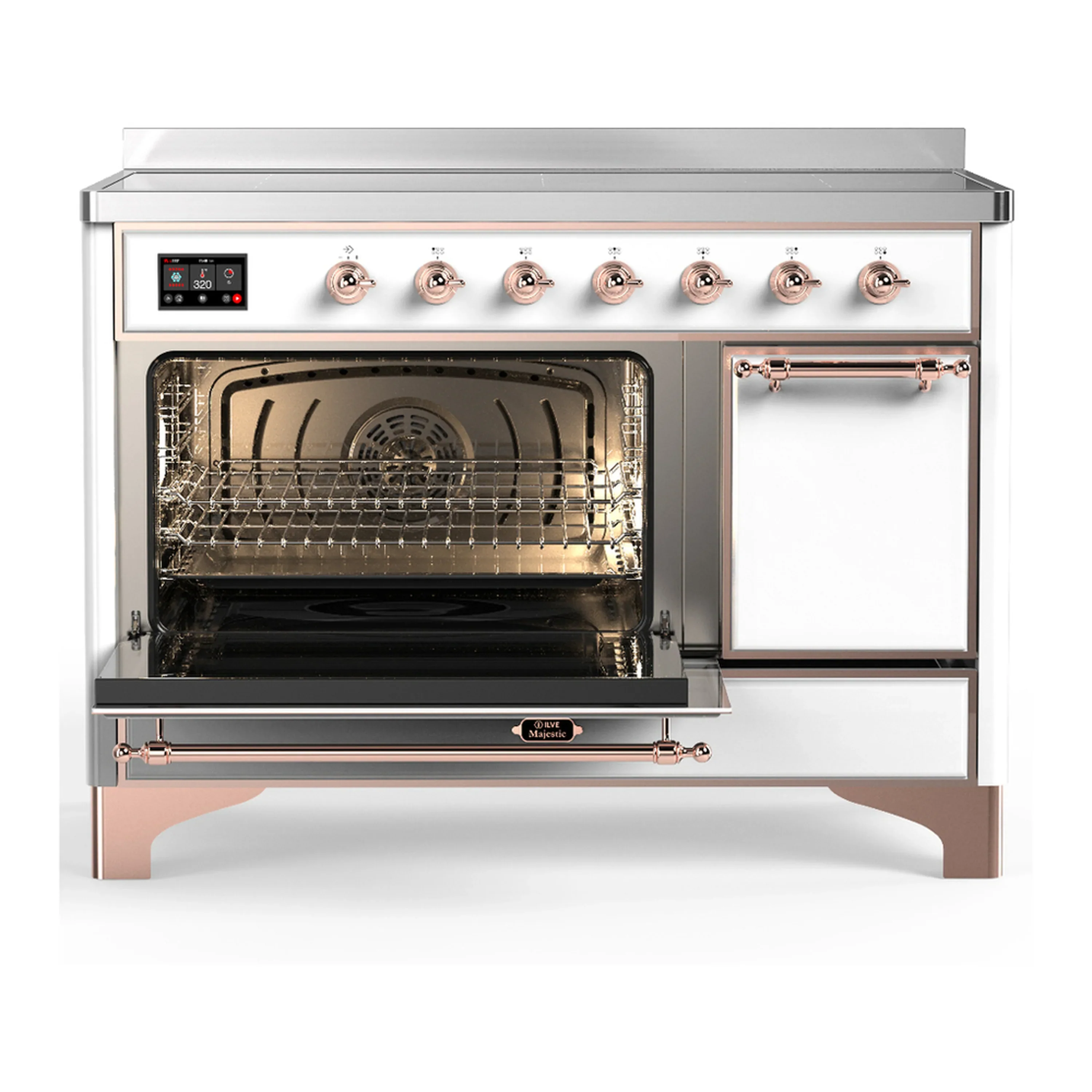 ILVE Majestic III 48-Inch Induction Range with 6 Induction Elements and Solid Door Electric Oven in White with Copper Trim (UMIB48QNR3WHP) - Image 5