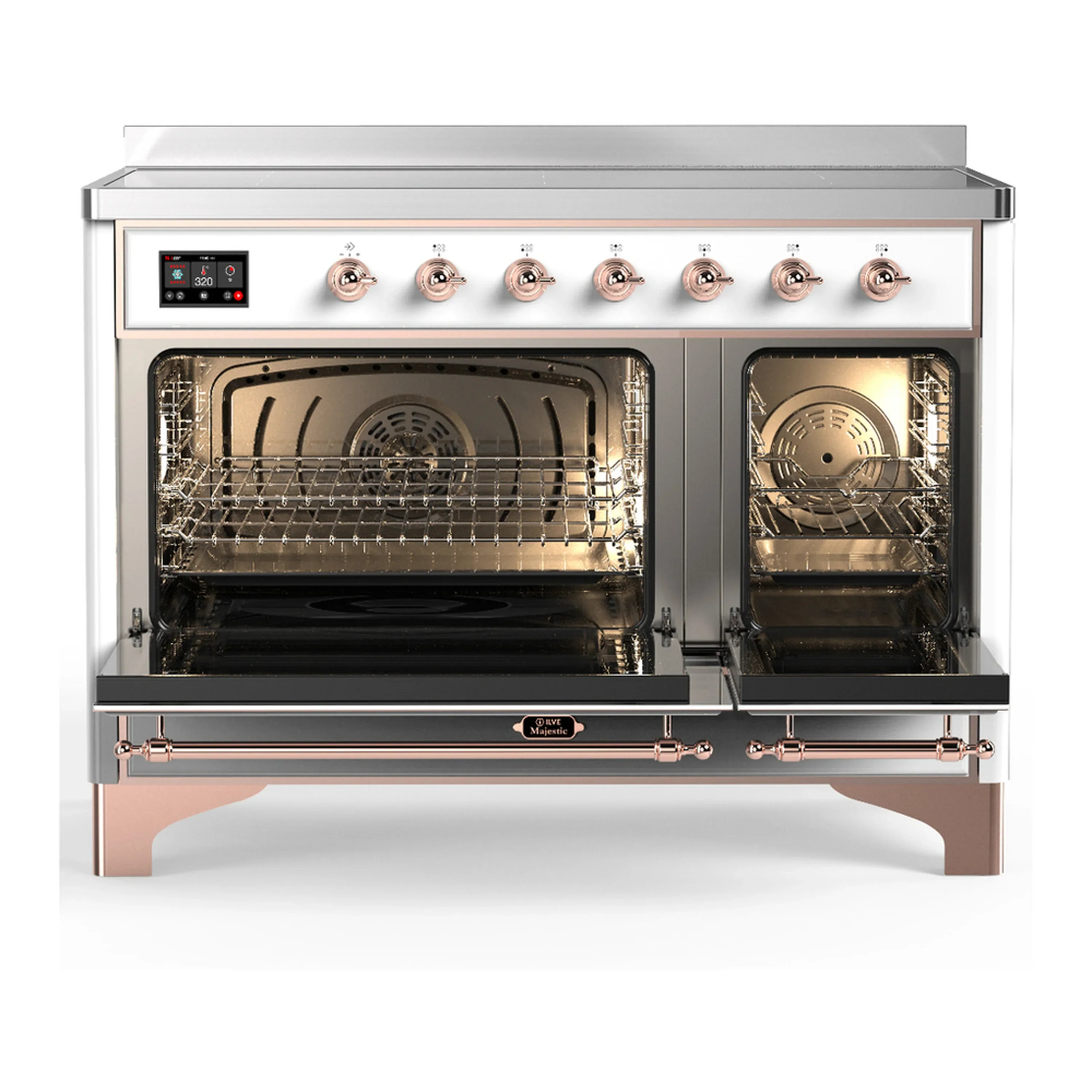 ILVE Majestic III 48-Inch Induction Range with 6 Induction Elements and Solid Door Electric Oven in White with Copper Trim (UMIB48QNR3WHP) - Image 6