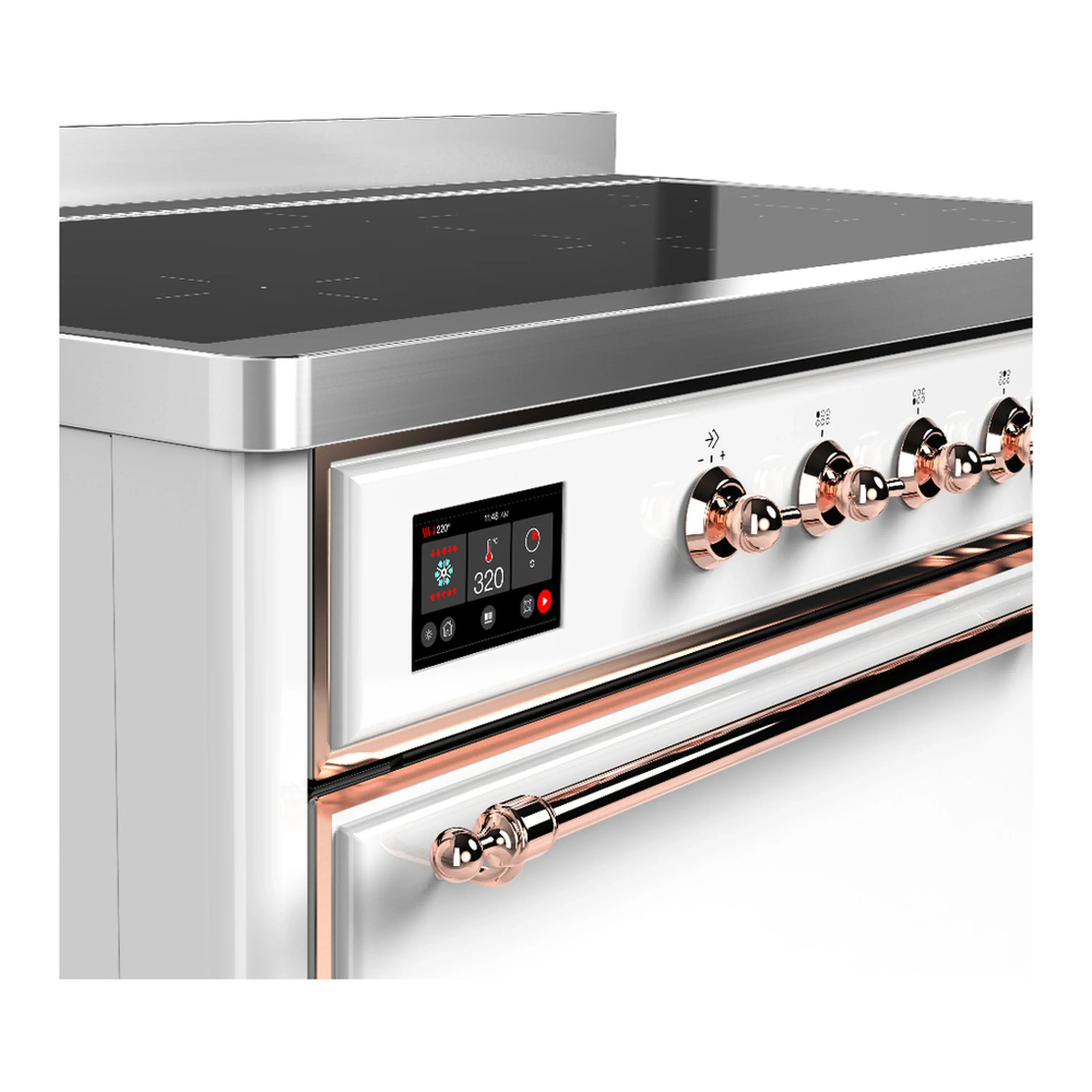 ILVE Majestic III 48-Inch Induction Range with 6 Induction Elements and Solid Door Electric Oven in White with Copper Trim (UMIB48QNR3WHP) - Image 7