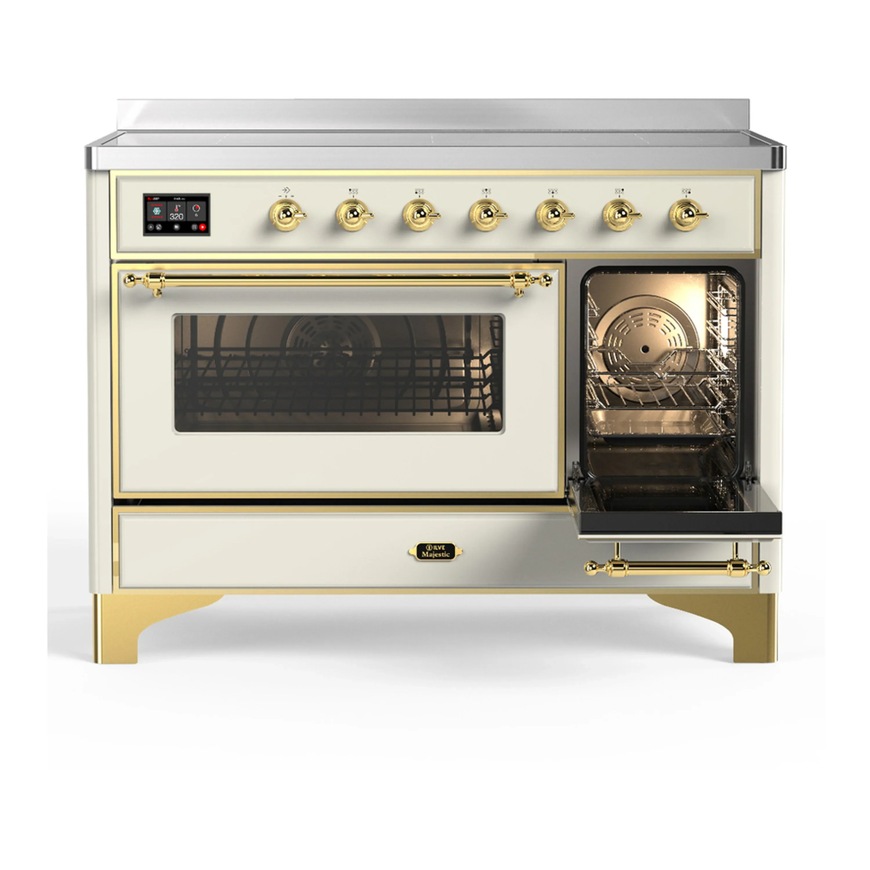 ILVE Majestic III 48-Inch Induction Range with 6 Induction Elements and Triple Glass Door Electric Oven in Antique White with Brass Trim (UMIB48NR3AWG) - Image 4
