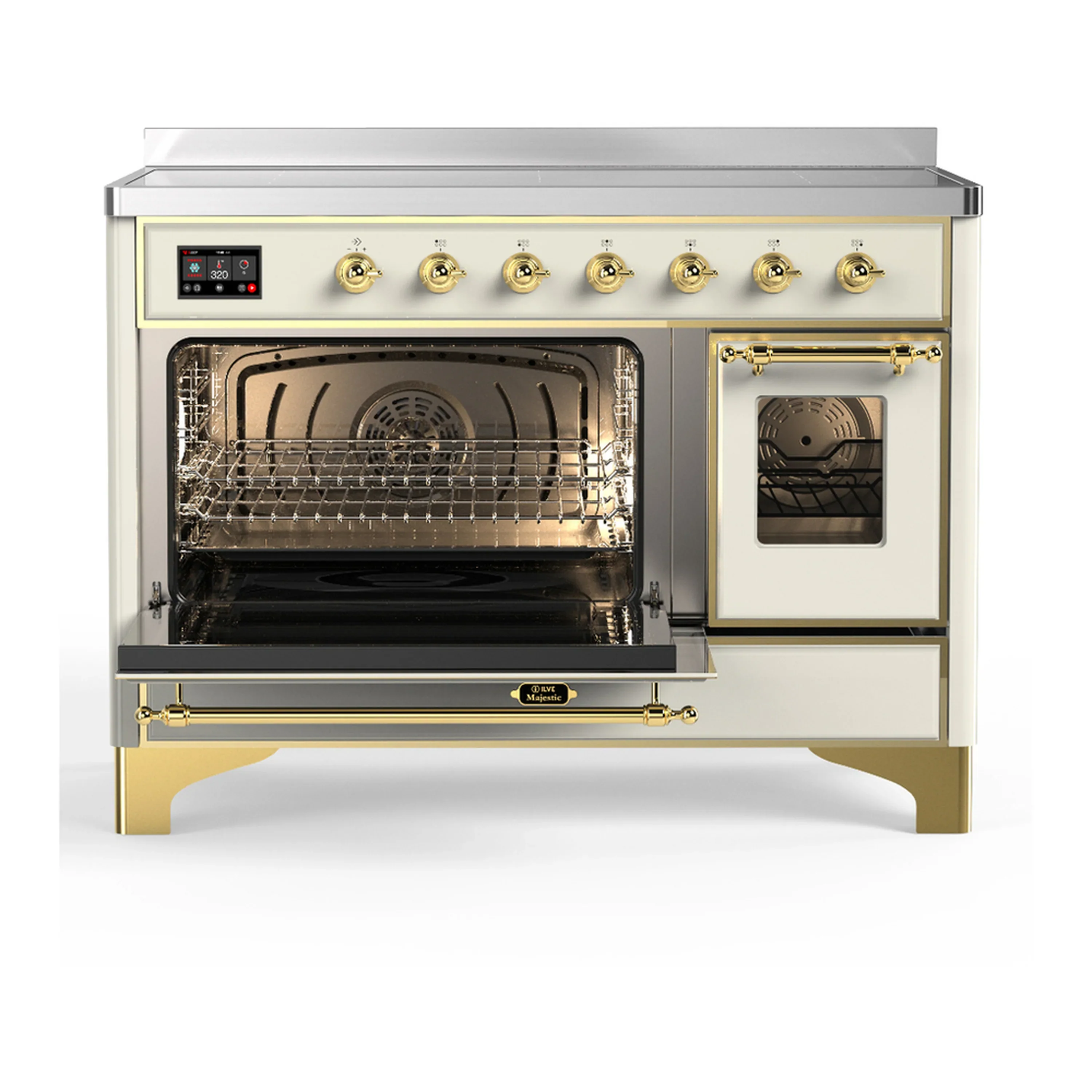 ILVE Majestic III 48-Inch Induction Range with 6 Induction Elements and Triple Glass Door Electric Oven in Antique White with Brass Trim (UMIB48NR3AWG) - Image 5