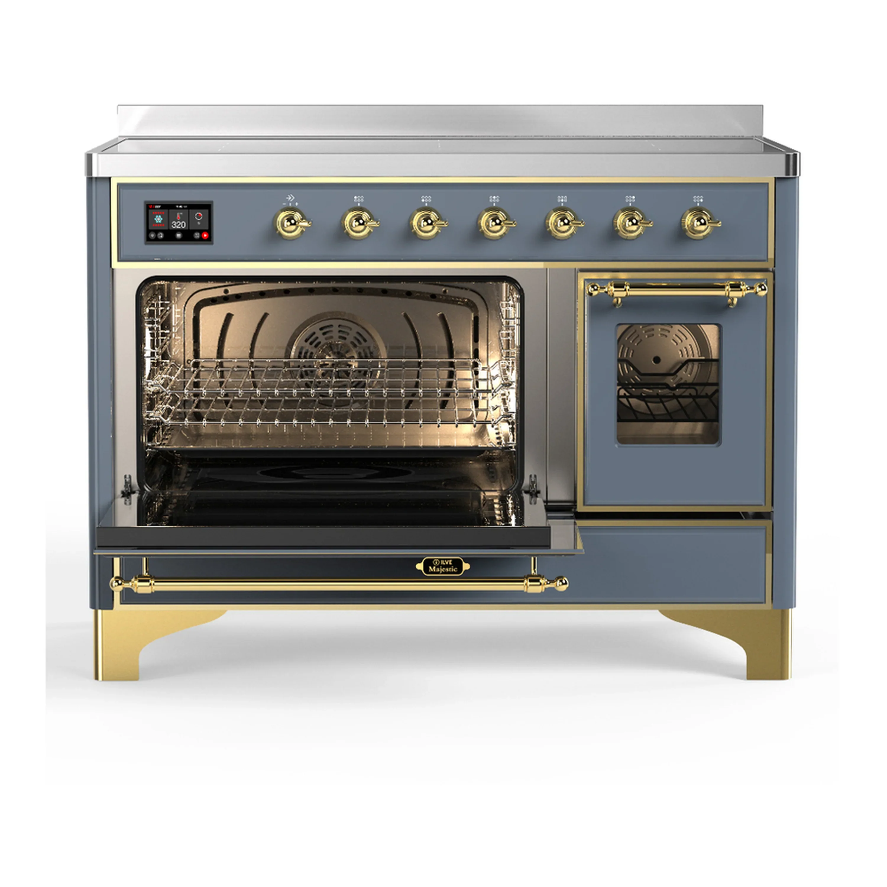 ILVE Majestic III 48-Inch Induction Range with 6 Induction Elements and Triple Glass Door Electric Oven in Blue Grey with Brass Trim (UMIB48NR3BGG) - Image 5