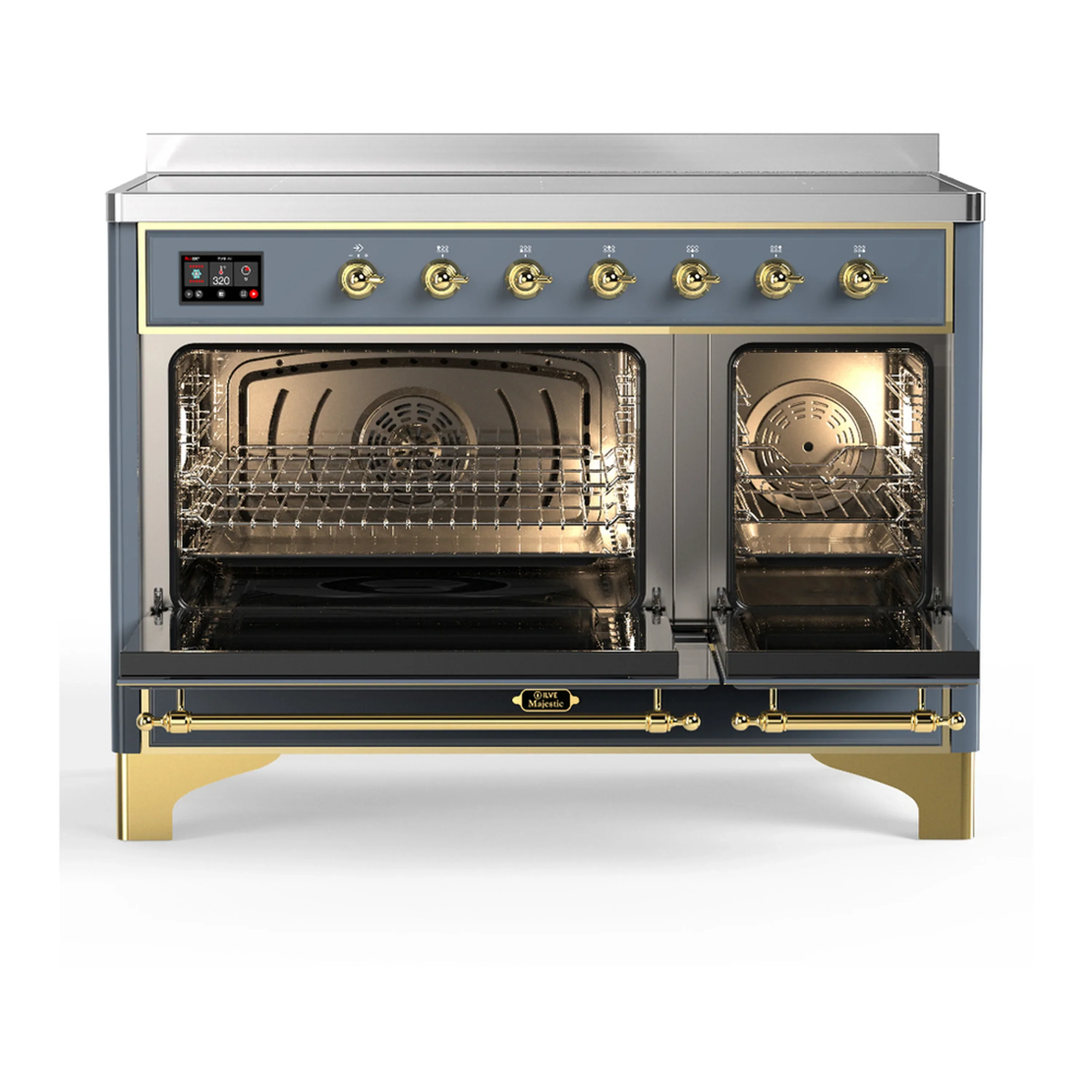 ILVE Majestic III 48-Inch Induction Range with 6 Induction Elements and Triple Glass Door Electric Oven in Blue Grey with Brass Trim (UMIB48NR3BGG) - Image 6