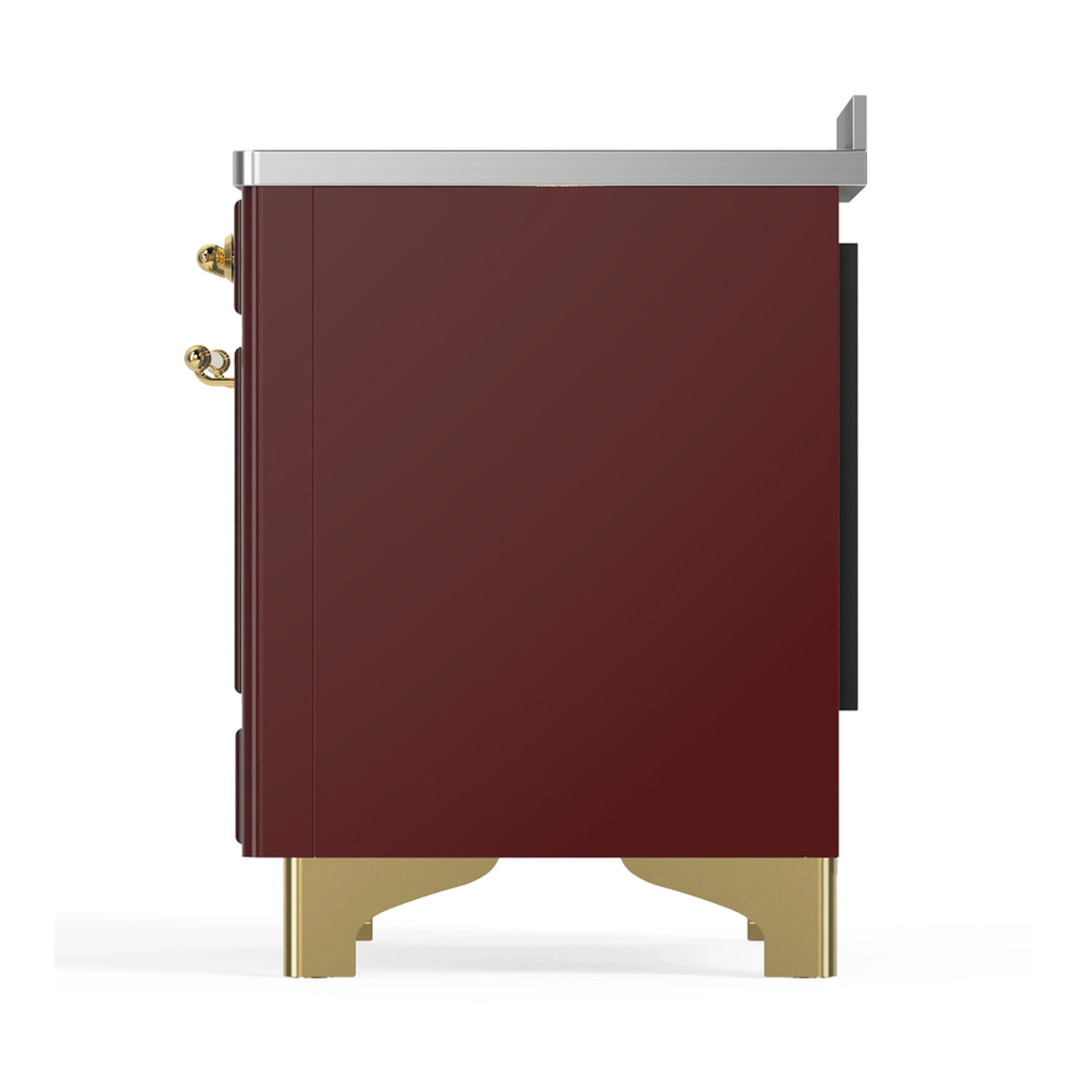 ILVE Majestic III 48-Inch Induction Range with 6 Induction Elements and Solid Door Electric Oven in Burgundy with Brass Trim (UMIB48QNR3BUG) - Image 9