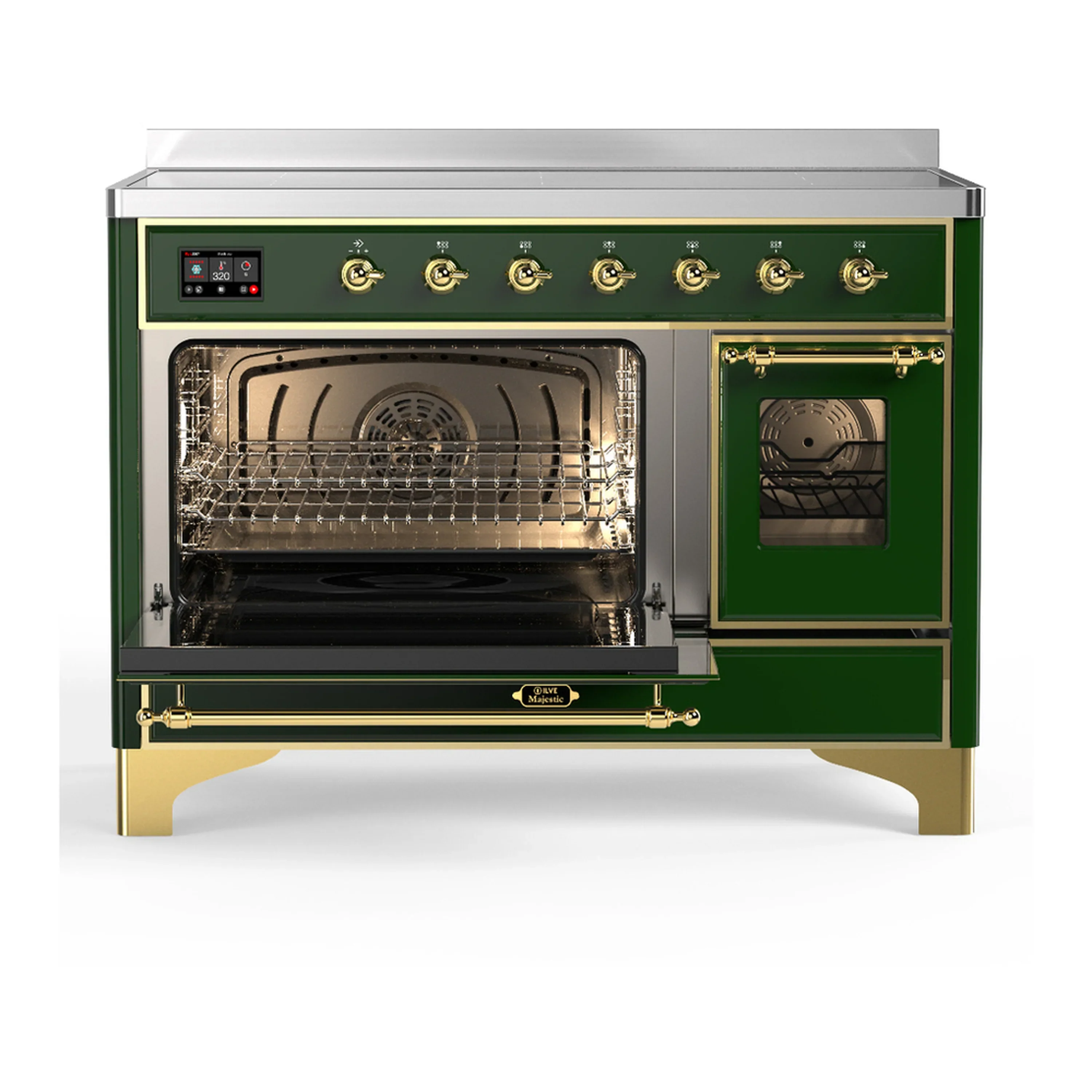 ILVE Majestic III 48-Inch Induction Range with 6 Induction Elements and Triple Glass Door Electric Oven in Emerald Green with Brass Trim (UMIB48NR3EGG) - Image 5