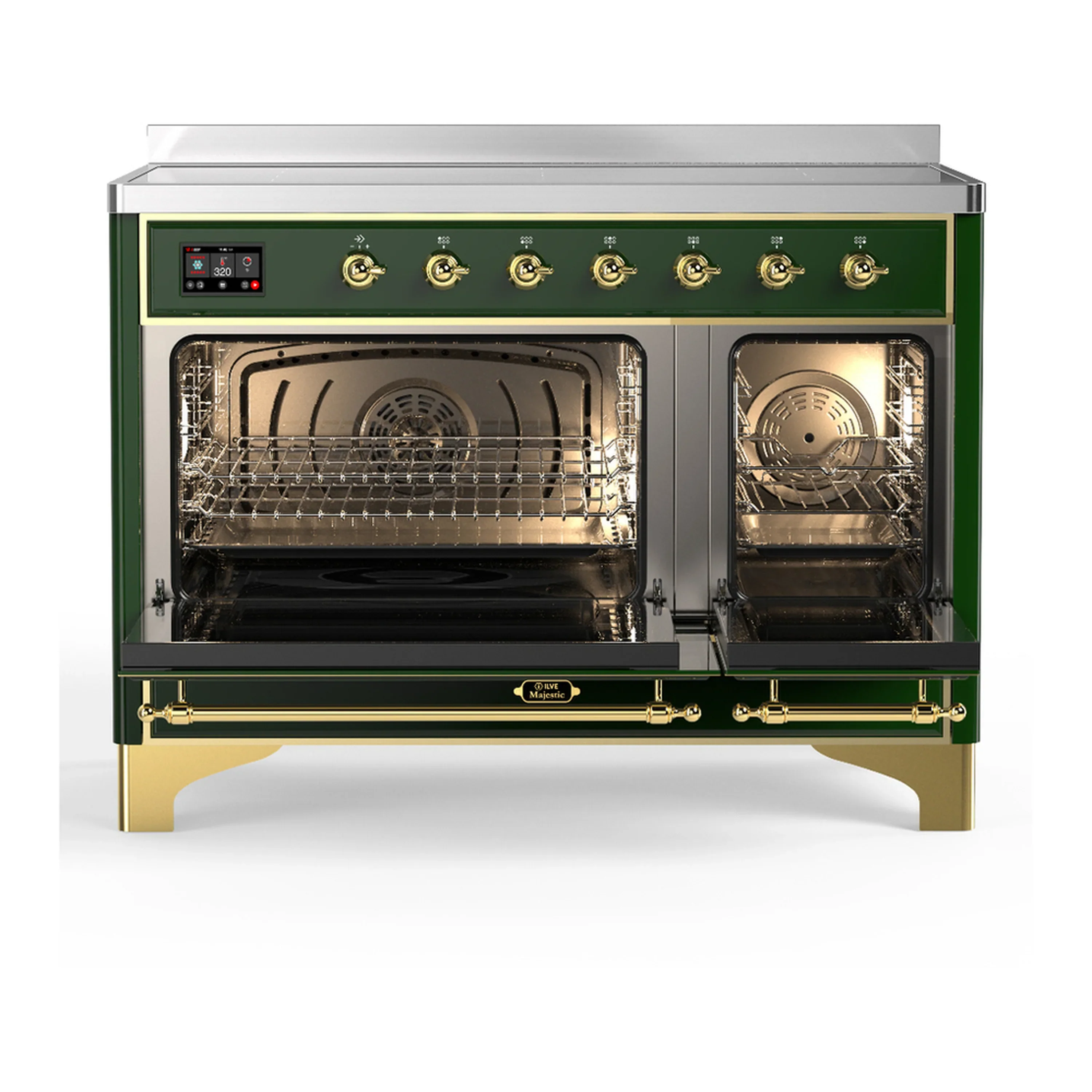 ILVE Majestic III 48-Inch Induction Range with 6 Induction Elements and Triple Glass Door Electric Oven in Emerald Green with Brass Trim (UMIB48NR3EGG) - Image 6