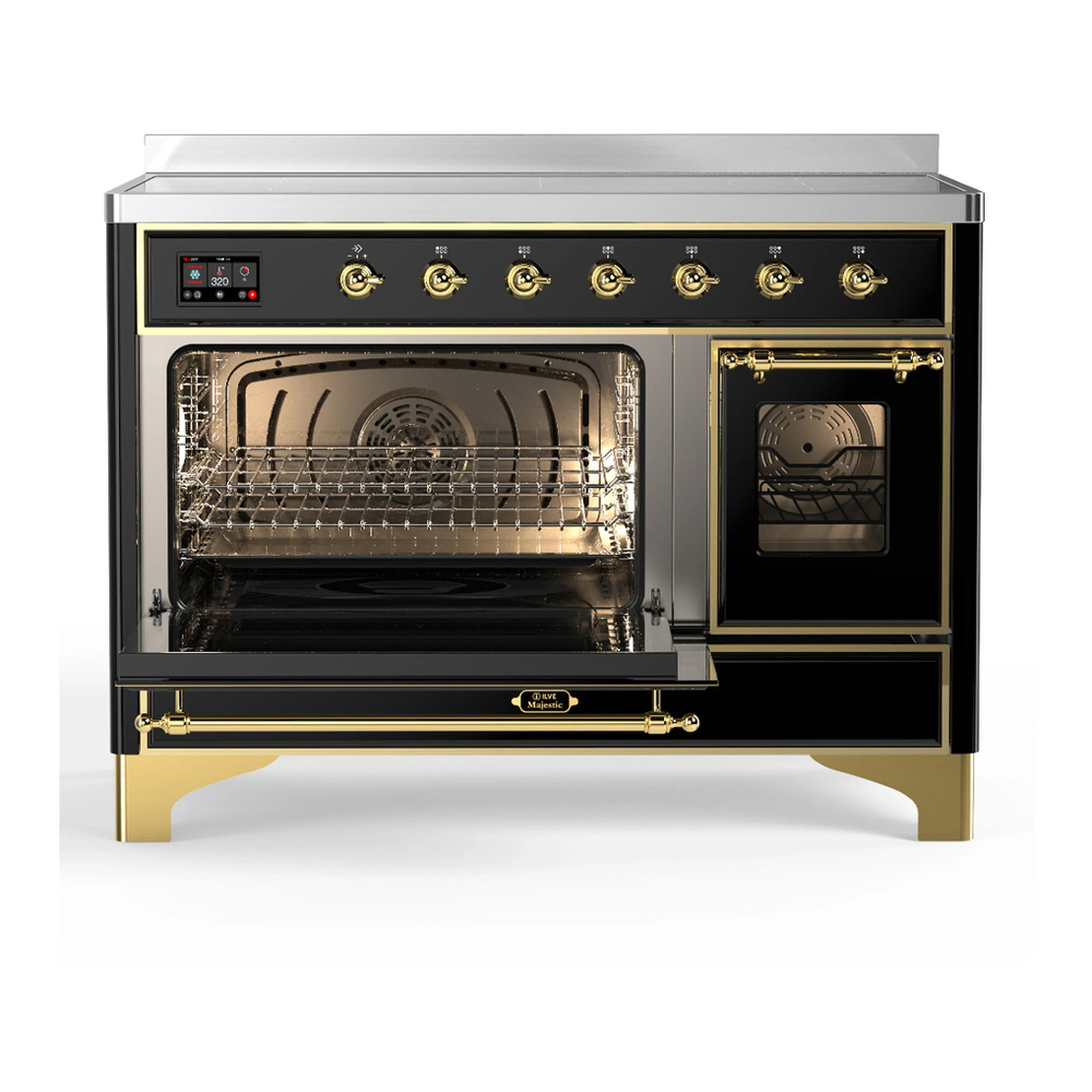 ILVE Majestic III 48-Inch Induction Range with 6 Induction Elements and Triple Glass Door Electric Oven in Glossy Black with Brass Trim (UMIB48NR3BKG) - Image 5