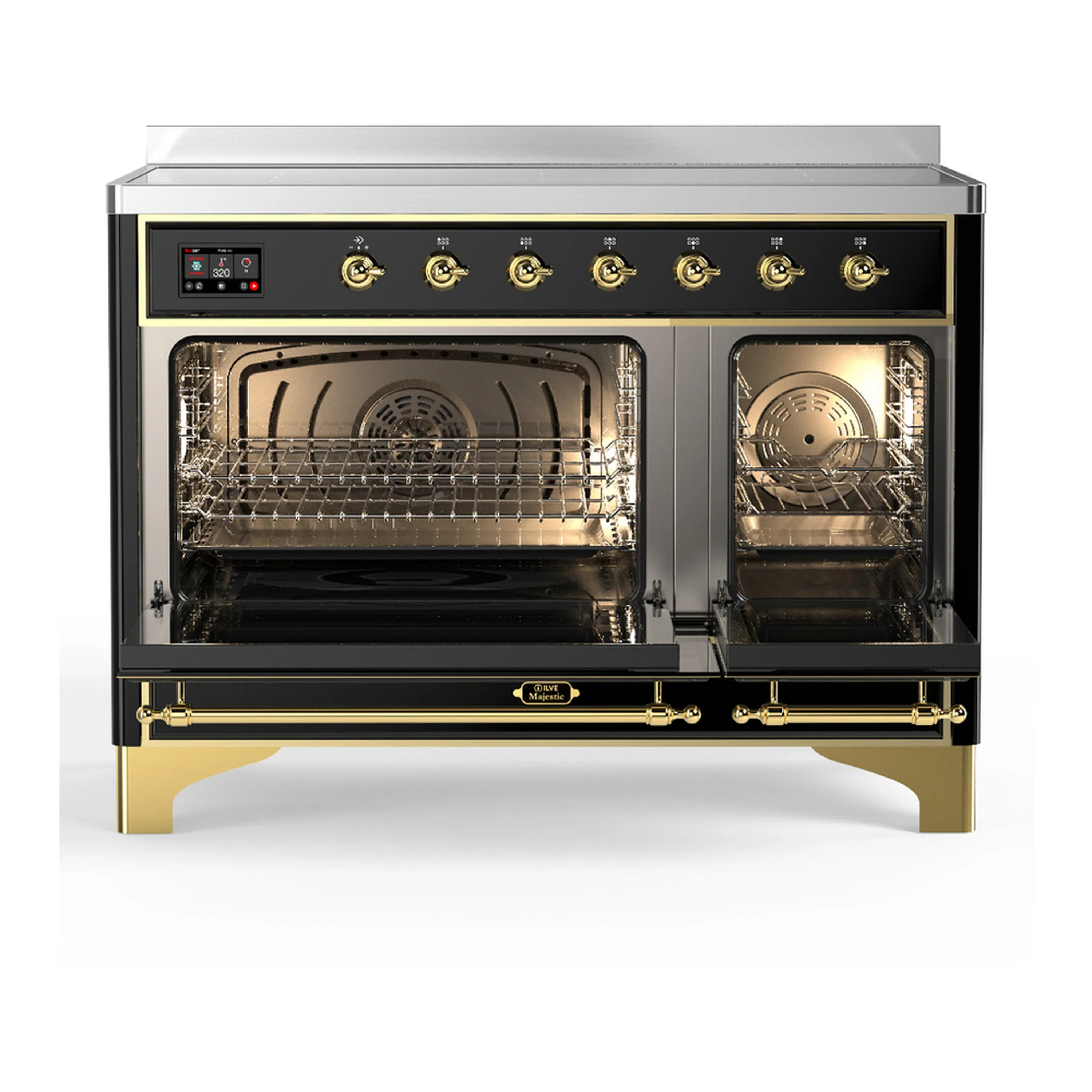 ILVE Majestic III 48-Inch Induction Range with 6 Induction Elements and Triple Glass Door Electric Oven in Glossy Black with Brass Trim (UMIB48NR3BKG) - Image 6