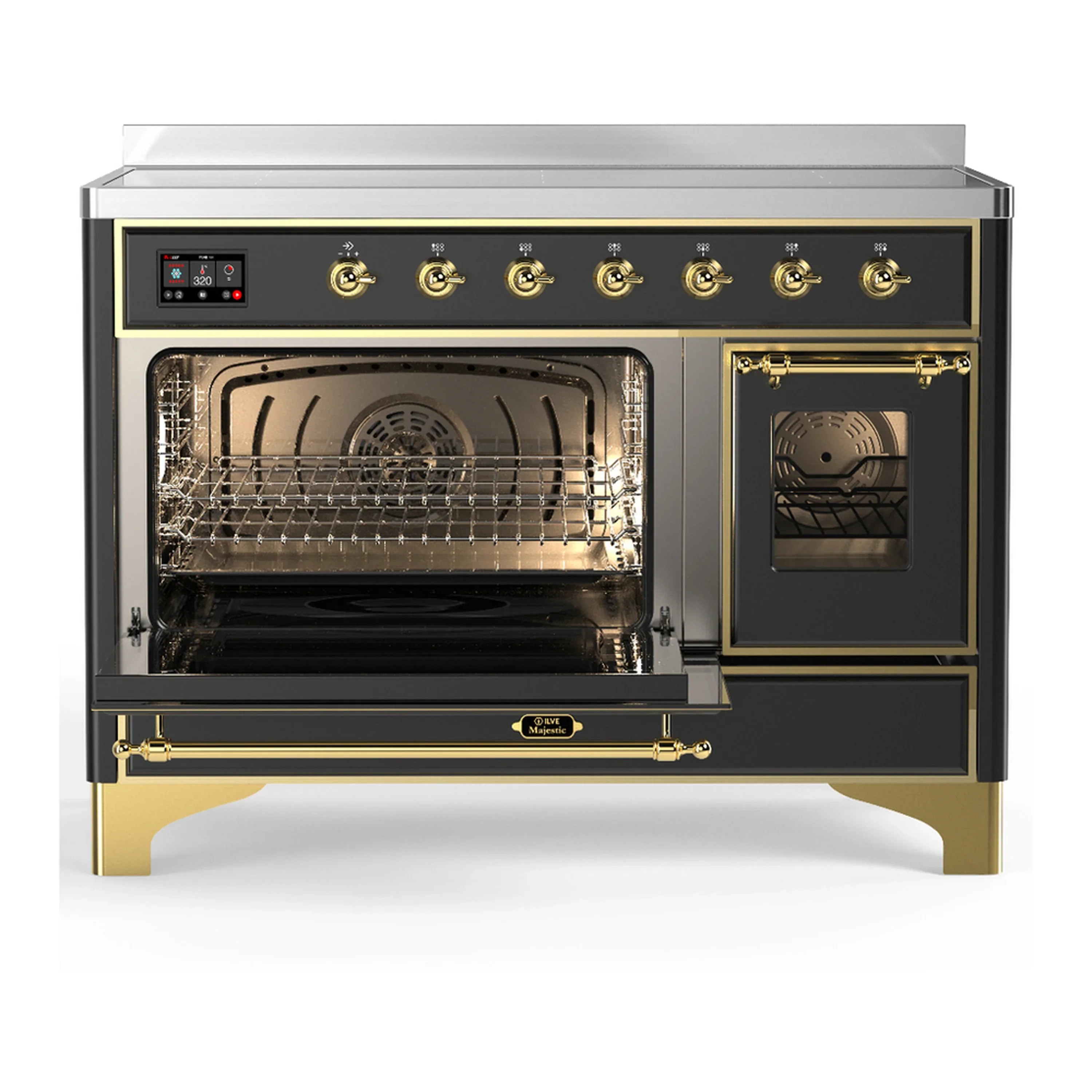 ILVE Majestic III 48-Inch Induction Range with 6 Induction Elements and Triple Glass Door Electric Oven in Matte Graphite with Brass Trim (UMIB48NR3MGG) - Image 5