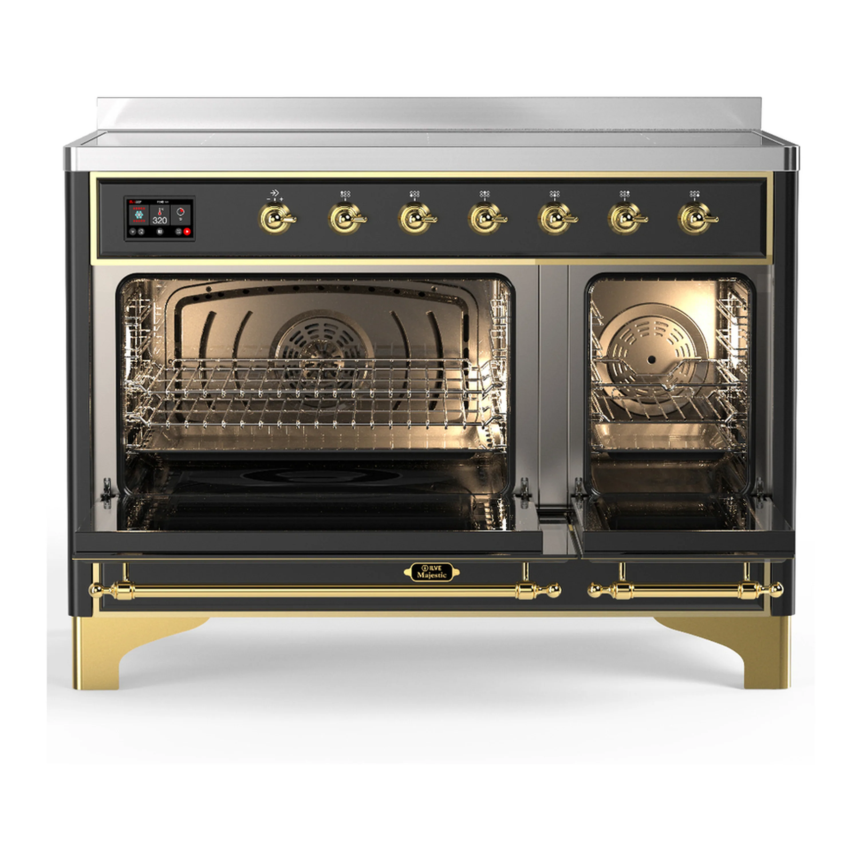ILVE Majestic III 48-Inch Induction Range with 6 Induction Elements and Triple Glass Door Electric Oven in Matte Graphite with Brass Trim (UMIB48NR3MGG) - Image 6