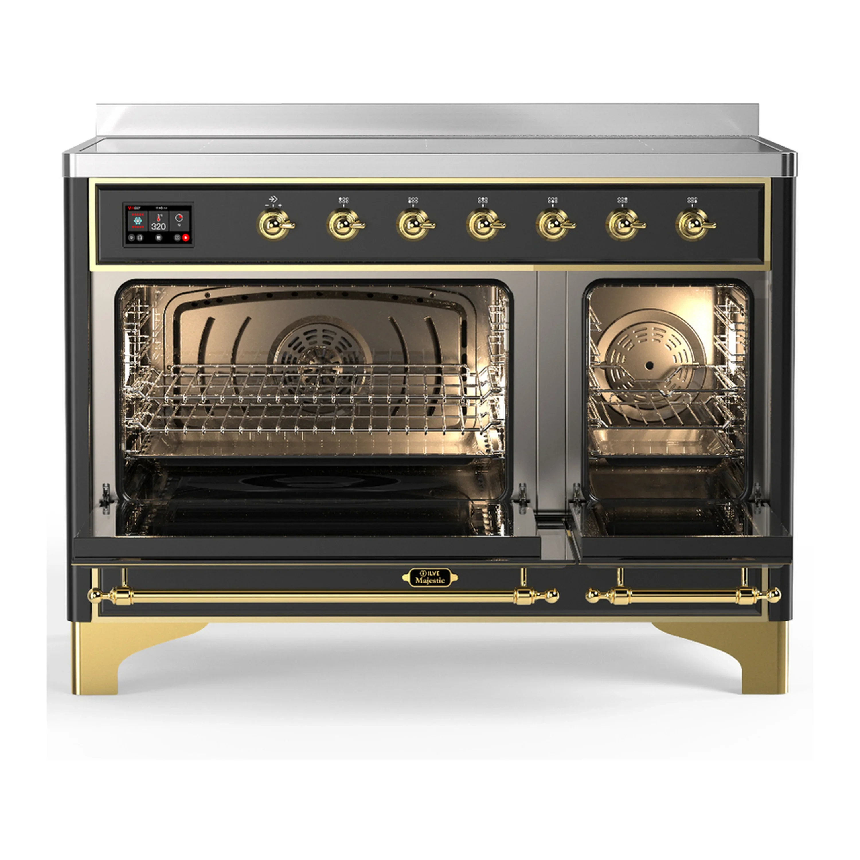 ILVE Majestic III 48-Inch Induction Range with 6 Induction Elements and Solid Door Electric Oven in Matte Graphite with Brass Trim (UMIB48QNR3MGG) - Image 6