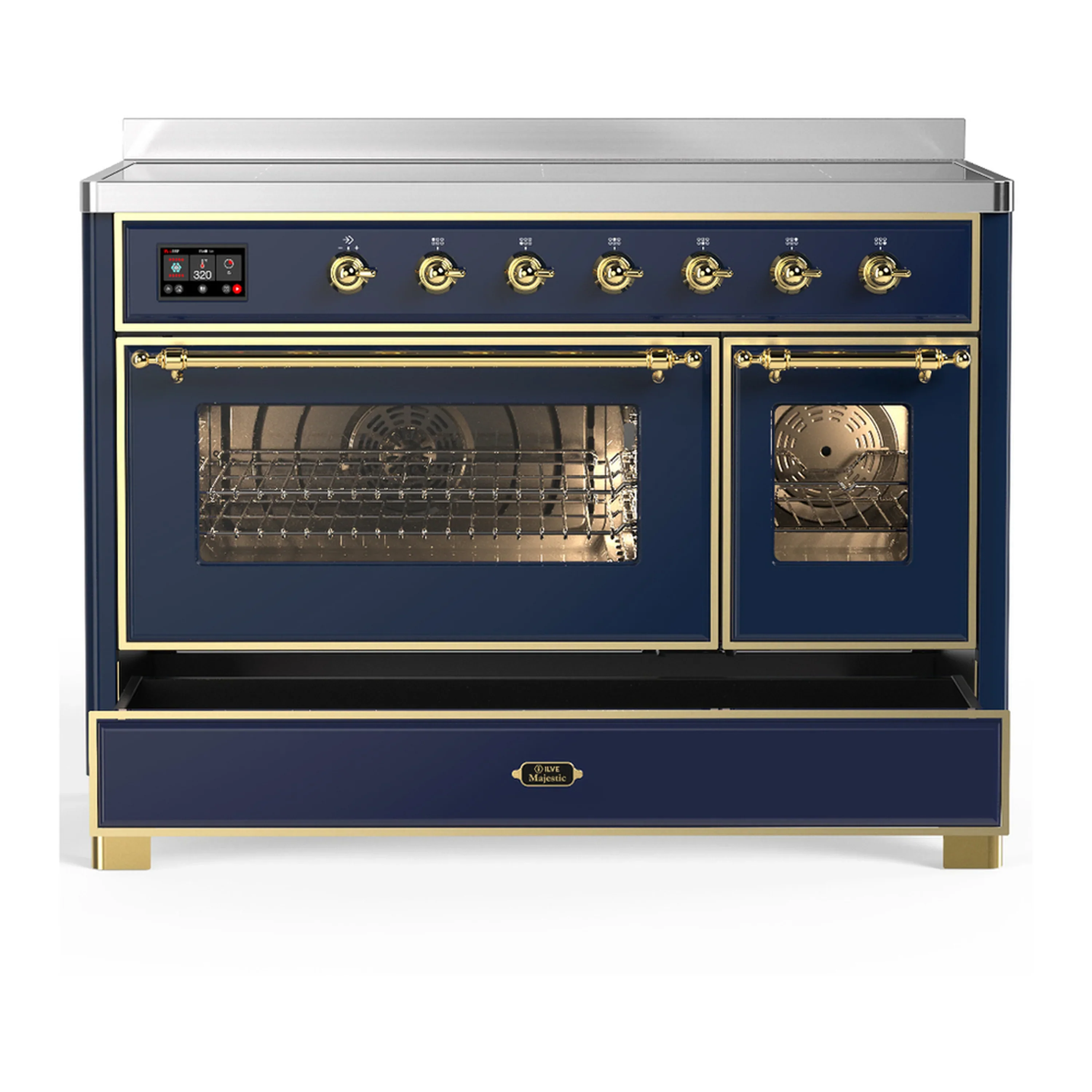 ILVE Majestic III 48-Inch Induction Range with 6 Induction Elements and Triple Glass Door Electric Oven in Mightnight Blue with Brass Trim (UMIB48NR3MBG) - Image 3