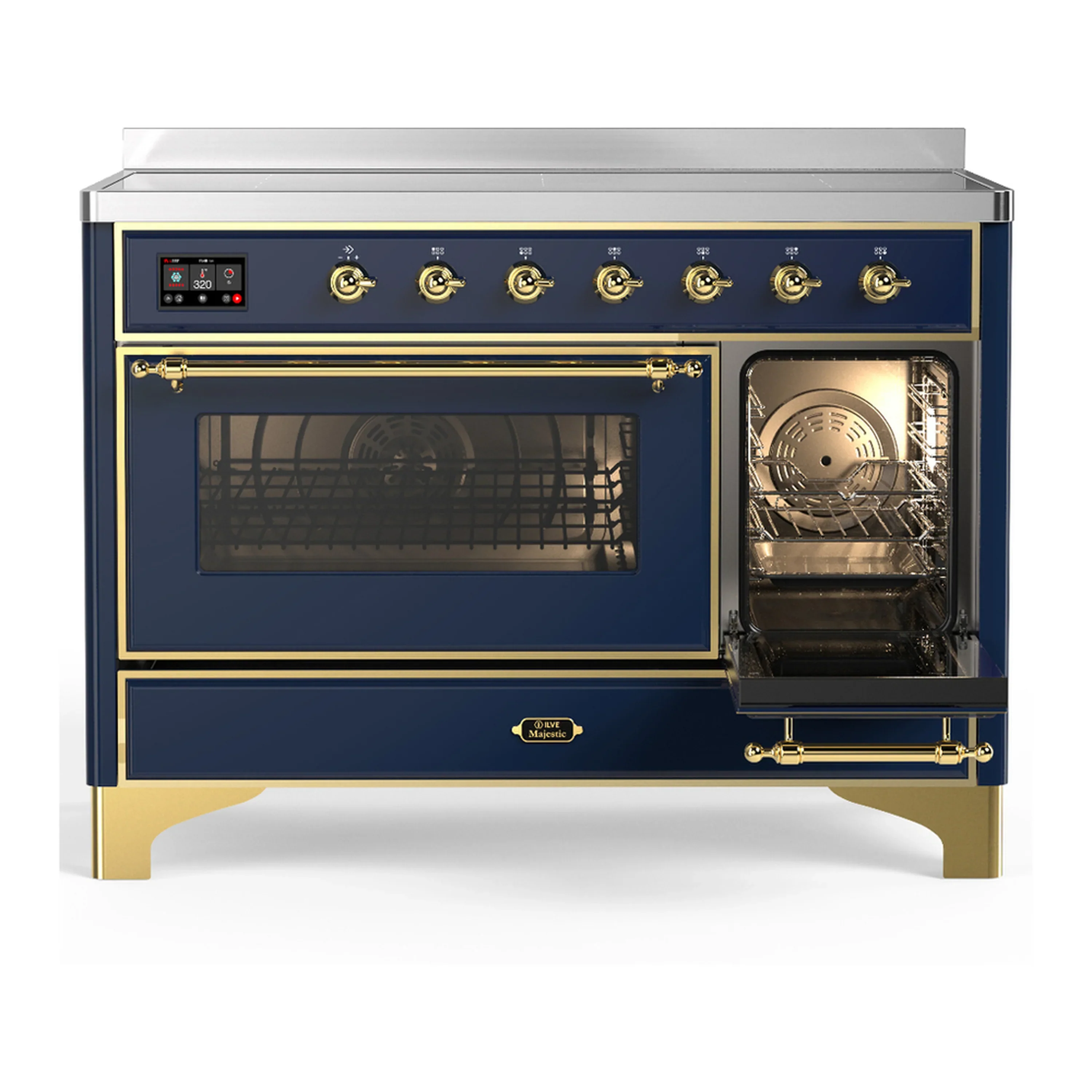 ILVE Majestic III 48-Inch Induction Range with 6 Induction Elements and Triple Glass Door Electric Oven in Mightnight Blue with Brass Trim (UMIB48NR3MBG) - Image 4