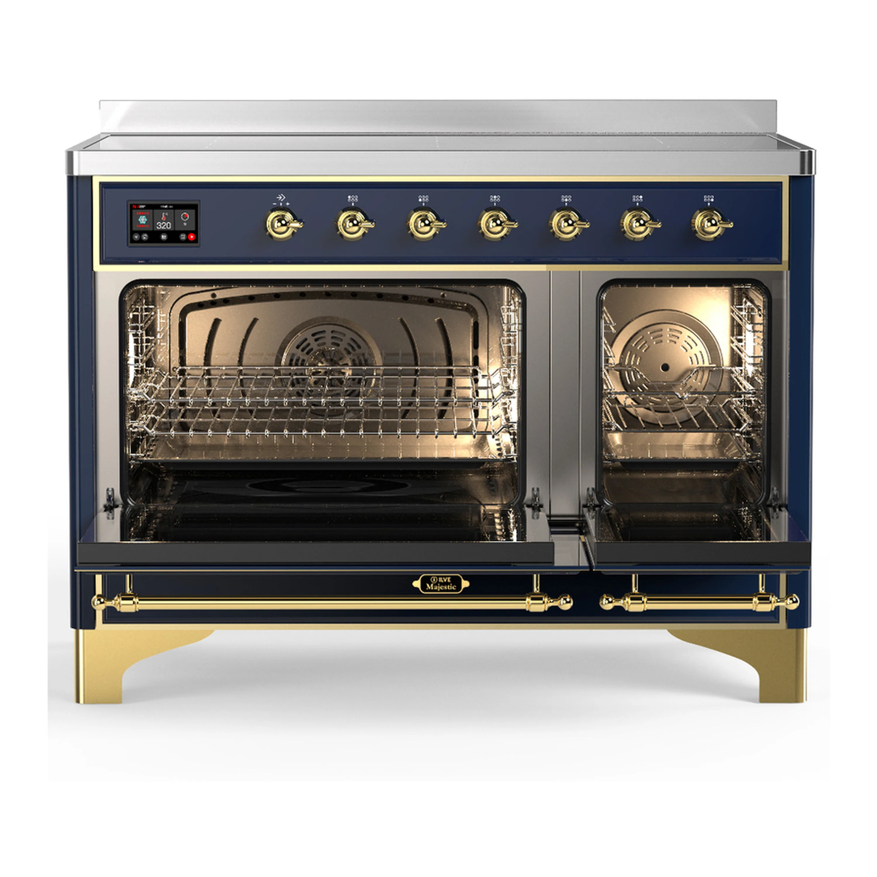 ILVE Majestic III 48-Inch Induction Range with 6 Induction Elements and Triple Glass Door Electric Oven in Mightnight Blue with Brass Trim (UMIB48NR3MBG) - Image 6