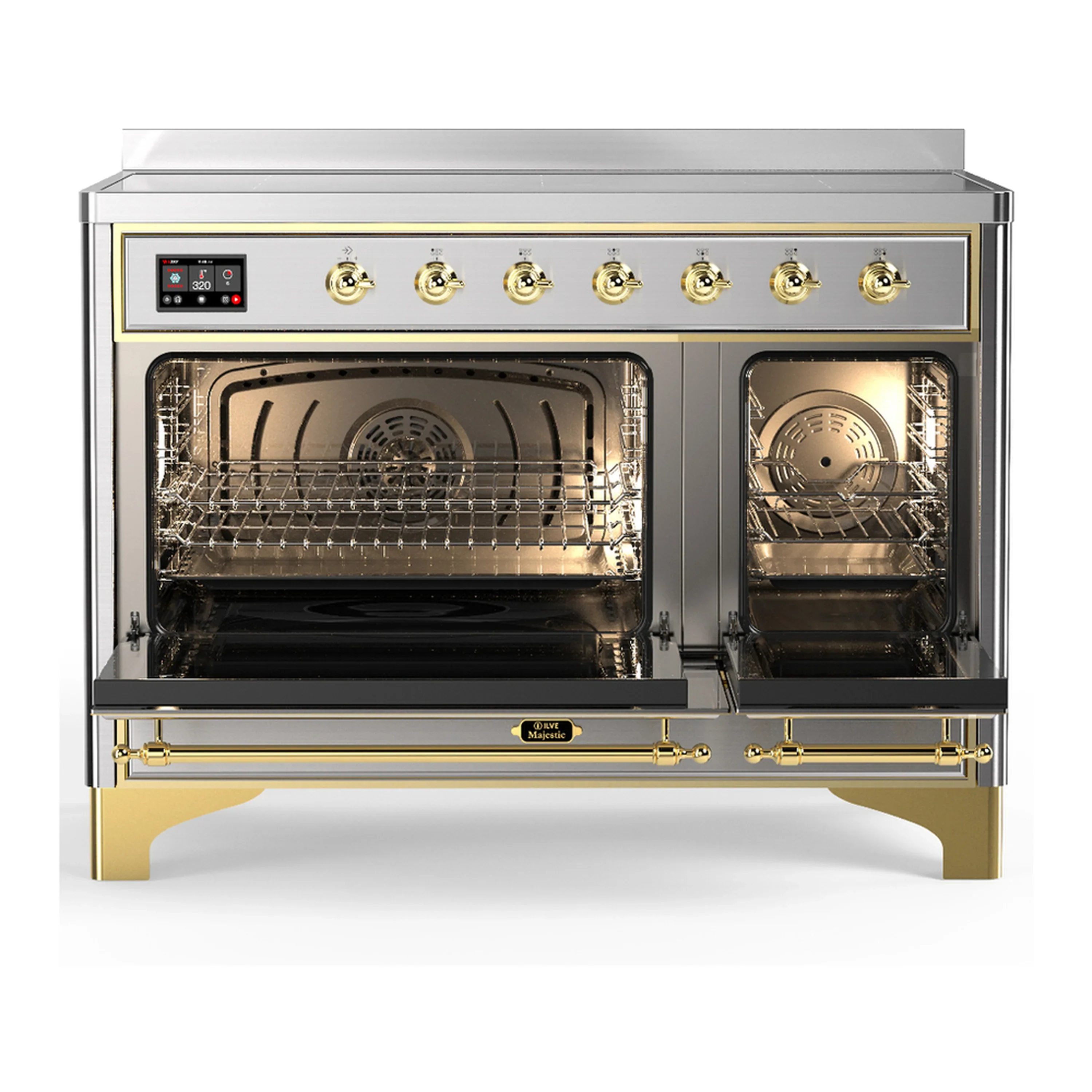 ILVE Majestic III 48-Inch Induction Range with 6 Induction Elements and Triple Glass Door Electric Oven in Stainless Steel with Brass Trim (UMIB48NR3SSG) - Image 6