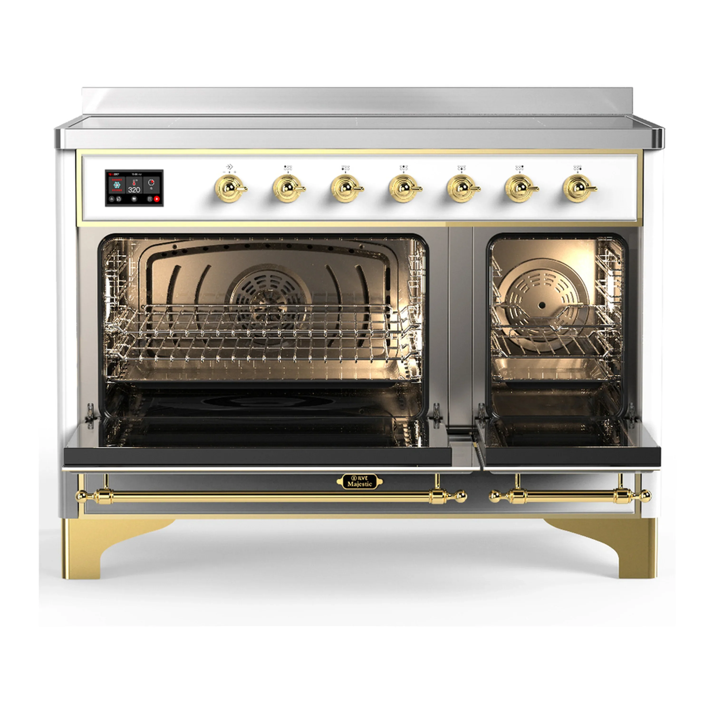 ILVE Majestic III 48-Inch Induction Range with 6 Induction Elements and Triple Glass Door Electric Oven in White with Brass Trim (UMIB48NR3WHG) - Image 6
