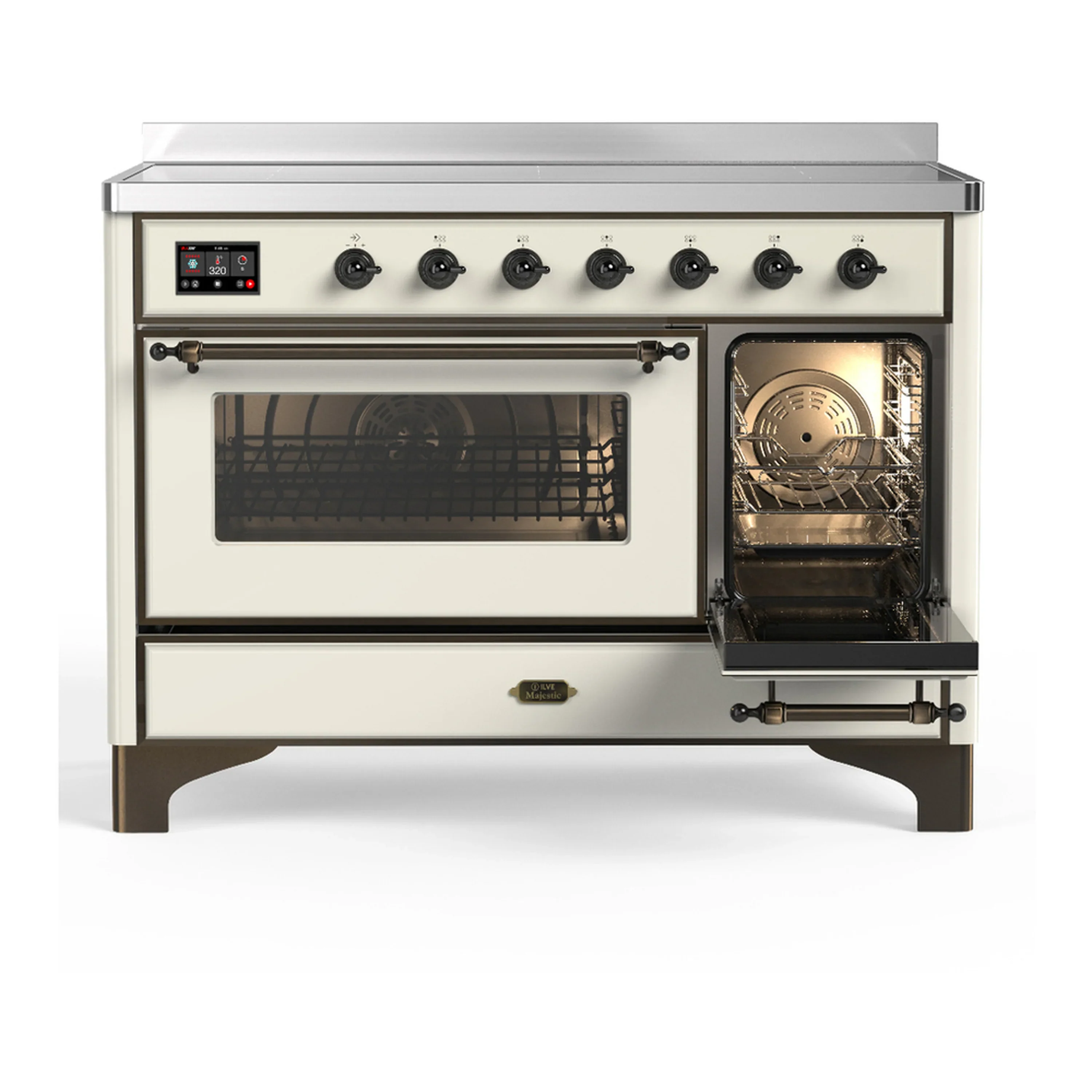 ILVE Majestic III 48-Inch Induction Range with 6 Induction Elements and Triple Glass Door Electric Oven in Antique White with Burnished Trim (UMIB48NR3AWB) - Image 4