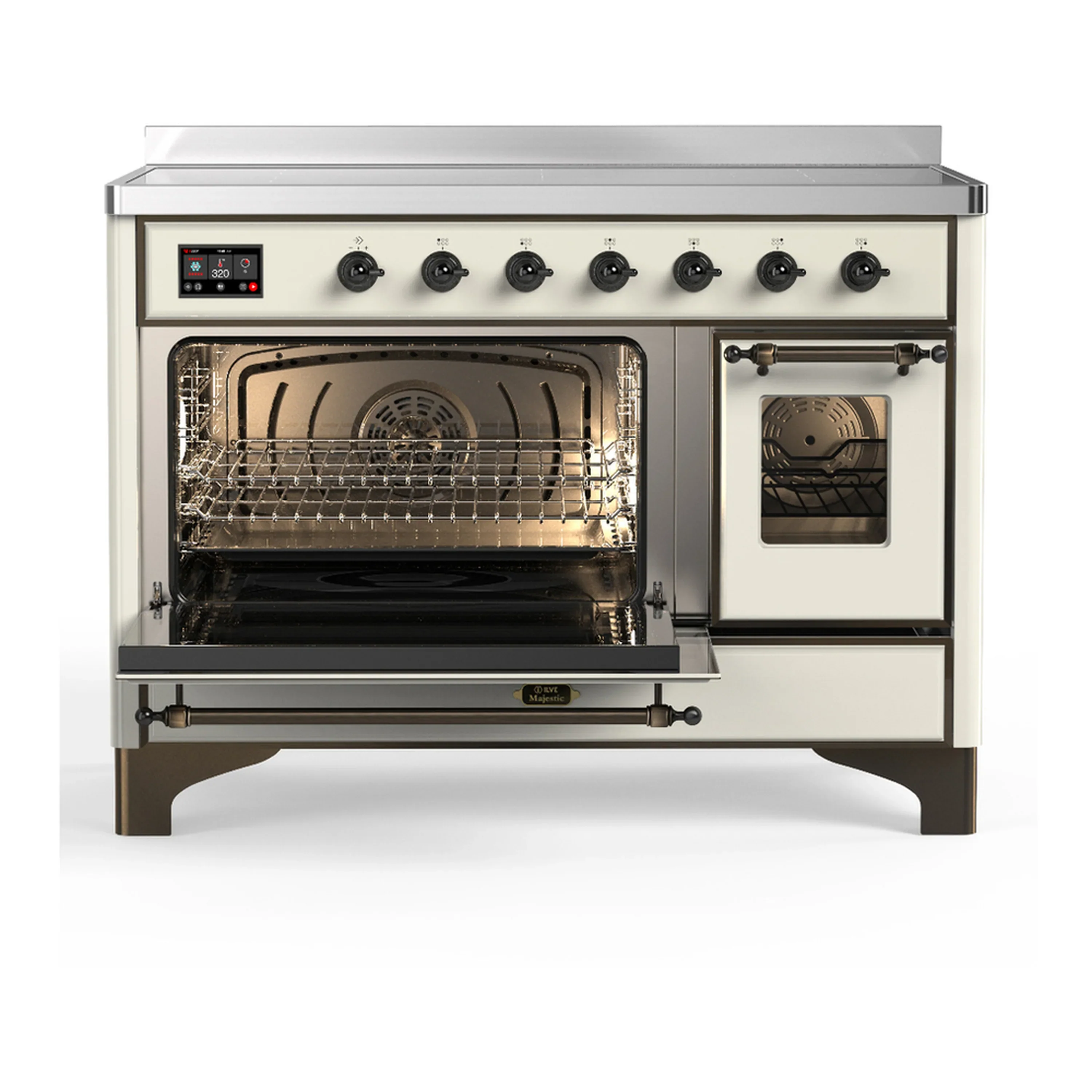 ILVE Majestic III 48-Inch Induction Range with 6 Induction Elements and Triple Glass Door Electric Oven in Antique White with Burnished Trim (UMIB48NR3AWB) - Image 5