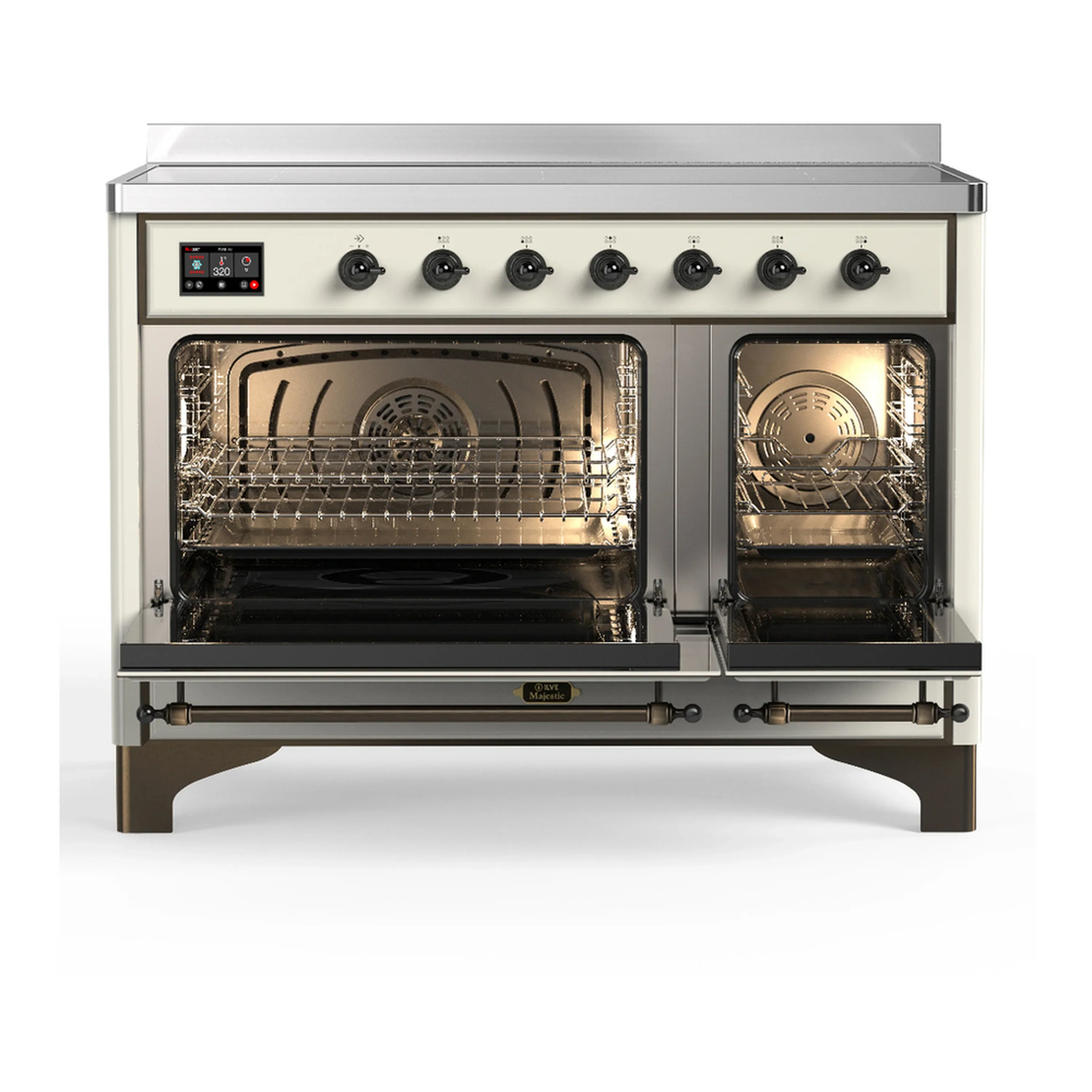 ILVE Majestic III 48-Inch Induction Range with 6 Induction Elements and Triple Glass Door Electric Oven in Antique White with Burnished Trim (UMIB48NR3AWB) - Image 6