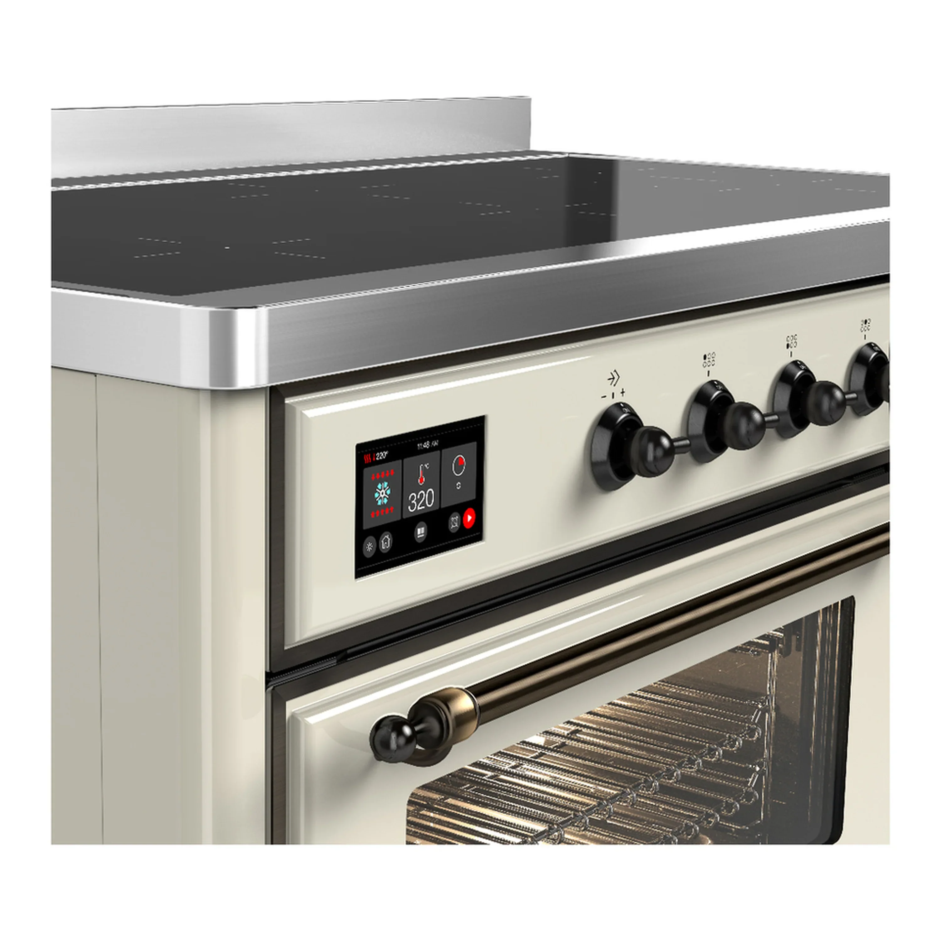 ILVE Majestic III 48-Inch Induction Range with 6 Induction Elements and Triple Glass Door Electric Oven in Antique White with Burnished Trim (UMIB48NR3AWB) - Image 7