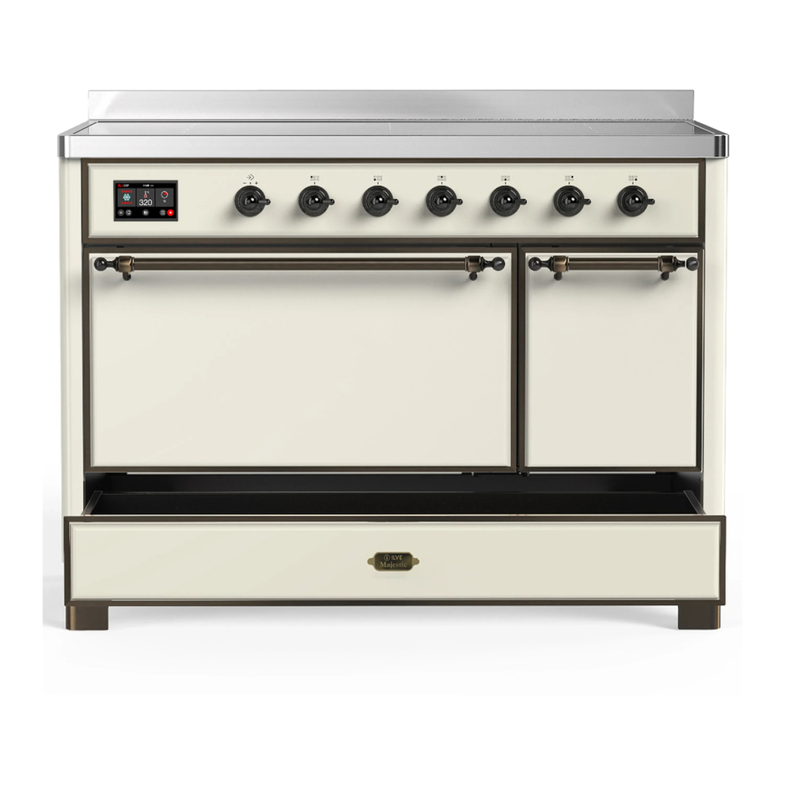ILVE Majestic III 48-Inch Induction Range with 6 Induction Elements and Solid Door Electric Oven in Antique White with Burnished Trim (UMIB48QNR3AWB) - Image 3