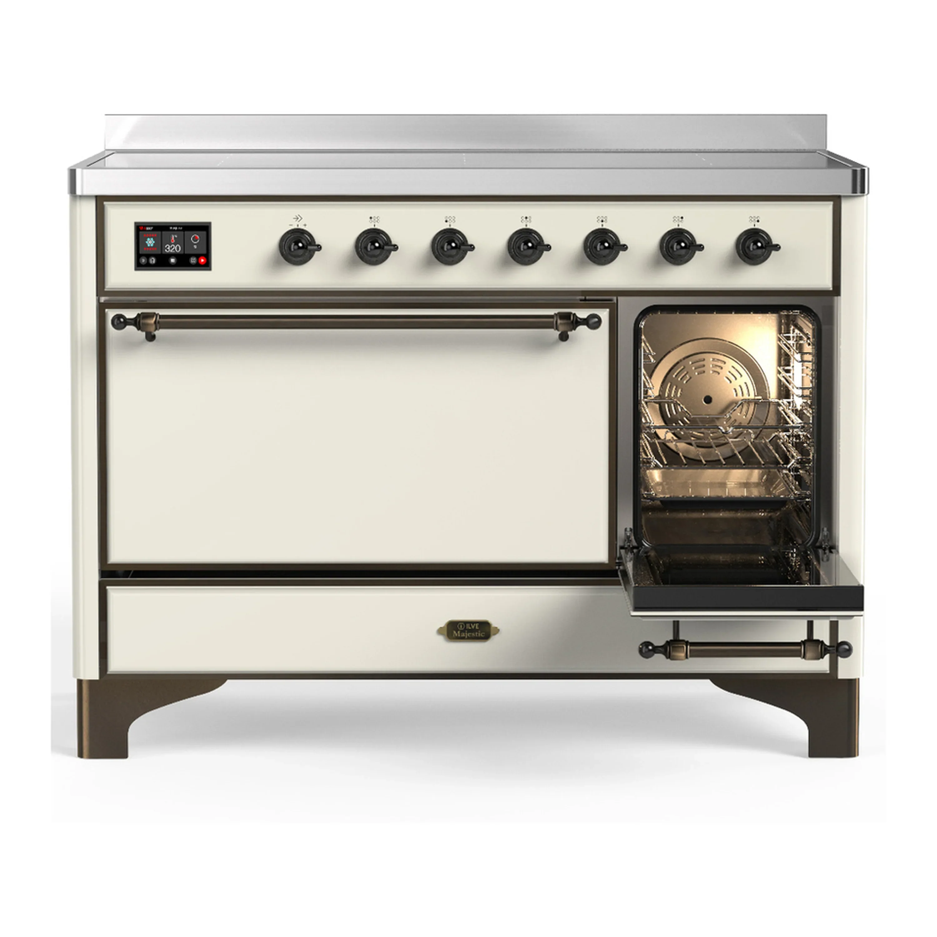 ILVE Majestic III 48-Inch Induction Range with 6 Induction Elements and Solid Door Electric Oven in Antique White with Burnished Trim (UMIB48QNR3AWB) - Image 4