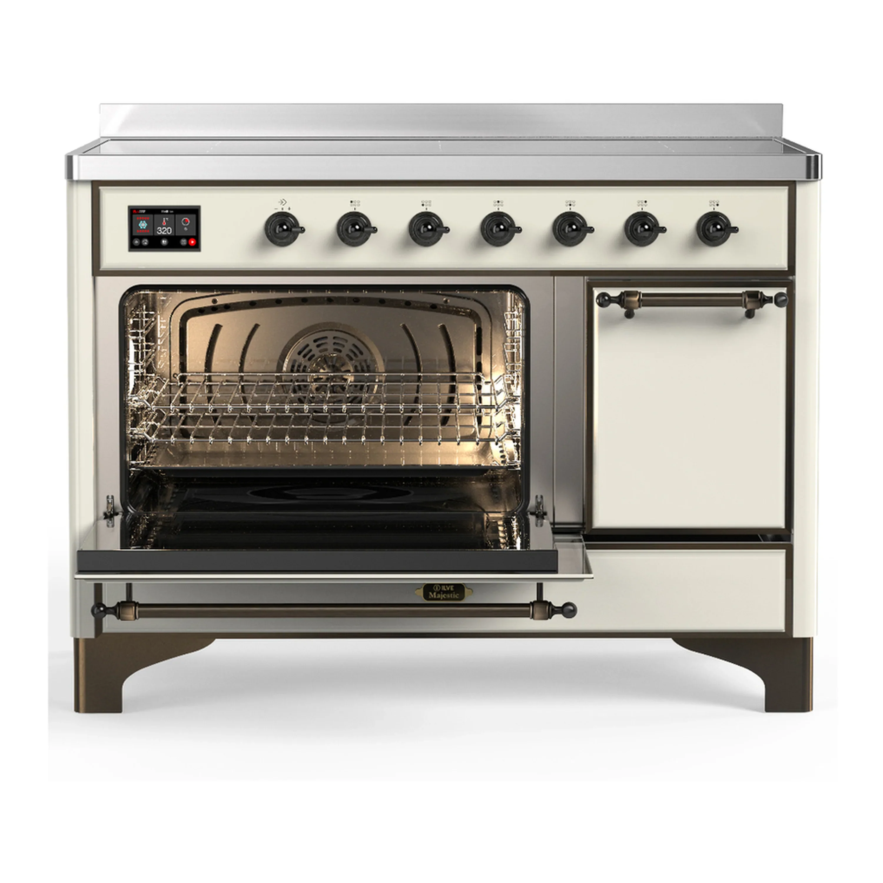 ILVE Majestic III 48-Inch Induction Range with 6 Induction Elements and Solid Door Electric Oven in Antique White with Burnished Trim (UMIB48QNR3AWB) - Image 5