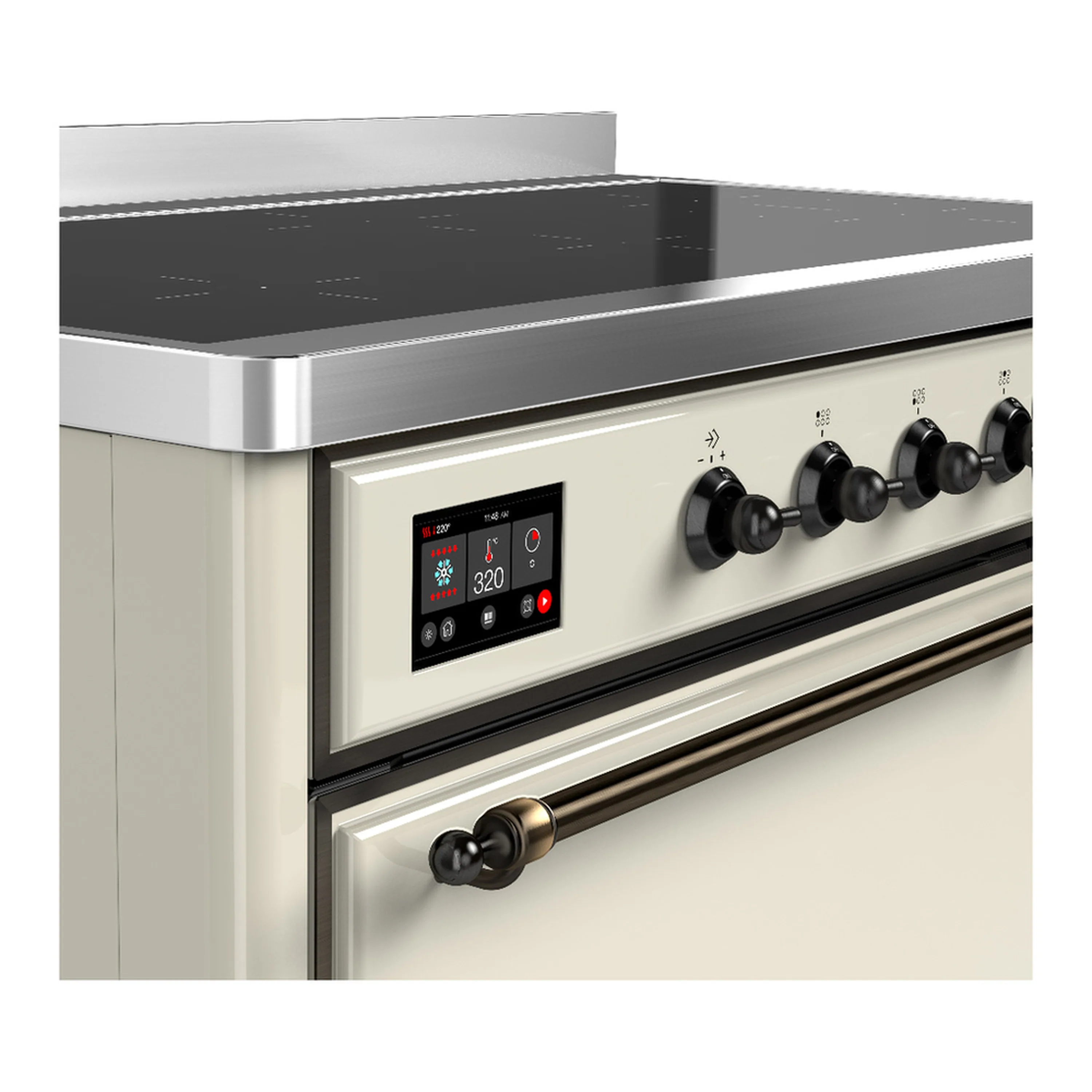 ILVE Majestic III 48-Inch Induction Range with 6 Induction Elements and Solid Door Electric Oven in Antique White with Burnished Trim (UMIB48QNR3AWB) - Image 7