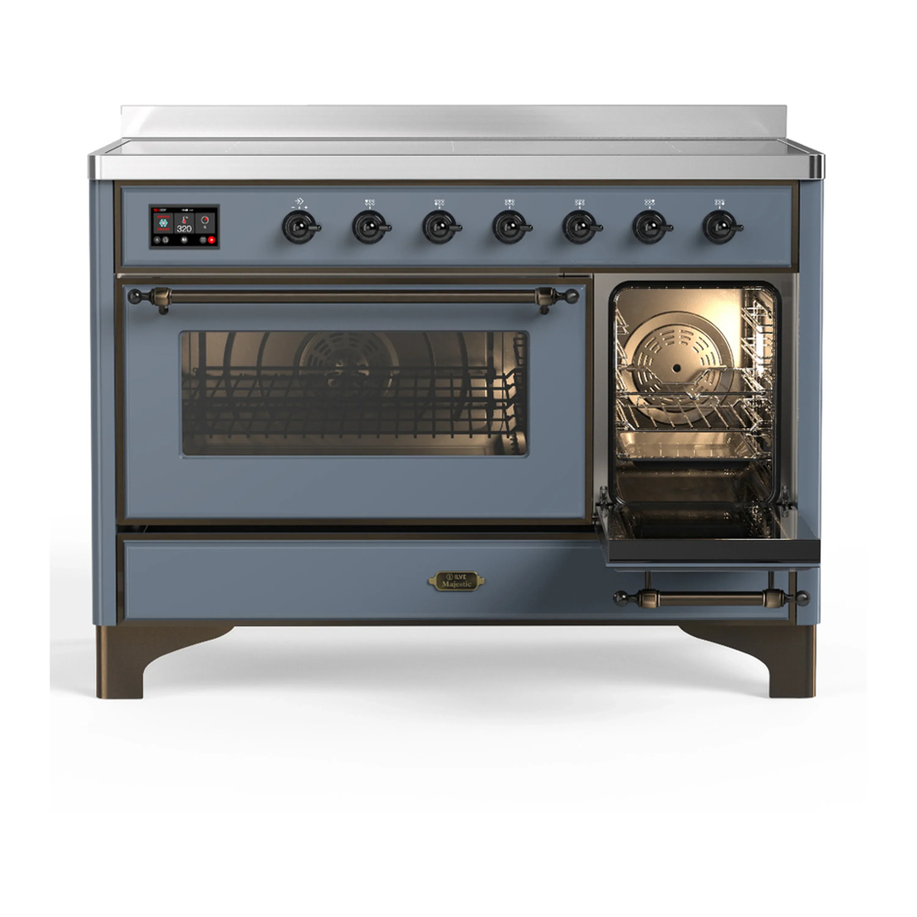 ILVE Majestic III 48-Inch Induction Range with 6 Induction Elements and Triple Glass Door Electric Oven in Blue Grey with Burnished Trim (UMIB48NR3BGB) - Image 4