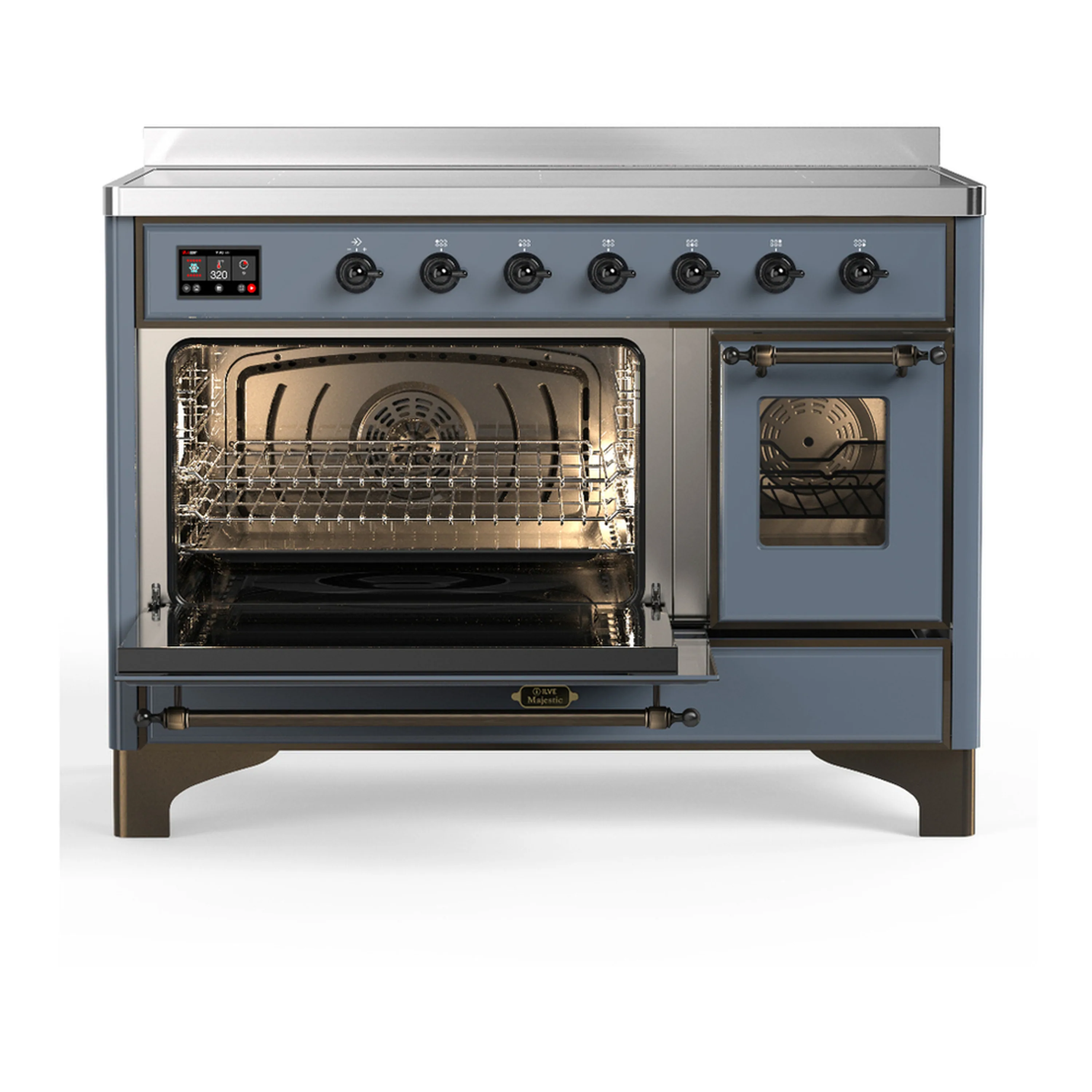 ILVE Majestic III 48-Inch Induction Range with 6 Induction Elements and Triple Glass Door Electric Oven in Blue Grey with Burnished Trim (UMIB48NR3BGB) - Image 5