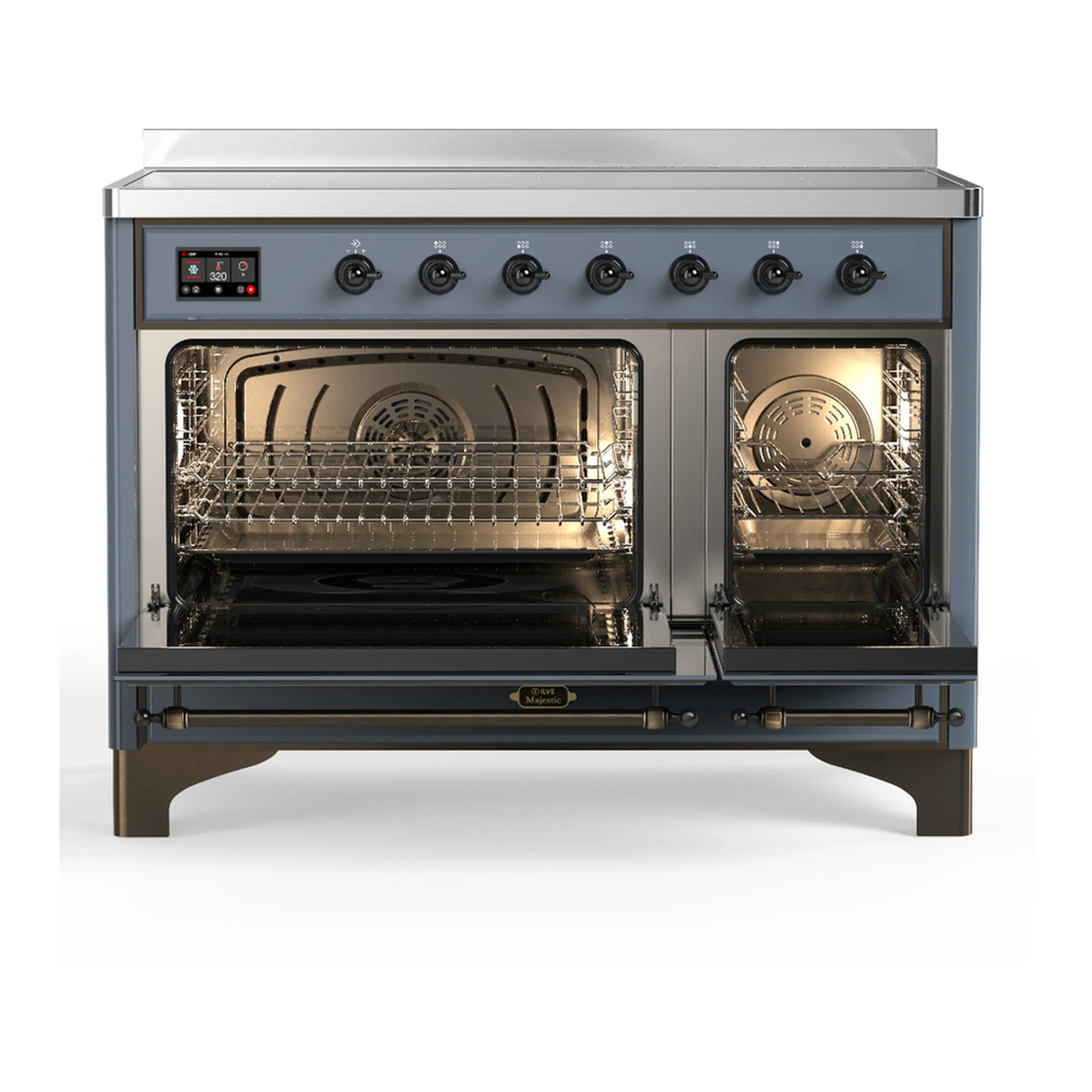 ILVE Majestic III 48-Inch Induction Range with 6 Induction Elements and Triple Glass Door Electric Oven in Blue Grey with Burnished Trim (UMIB48NR3BGB) - Image 6