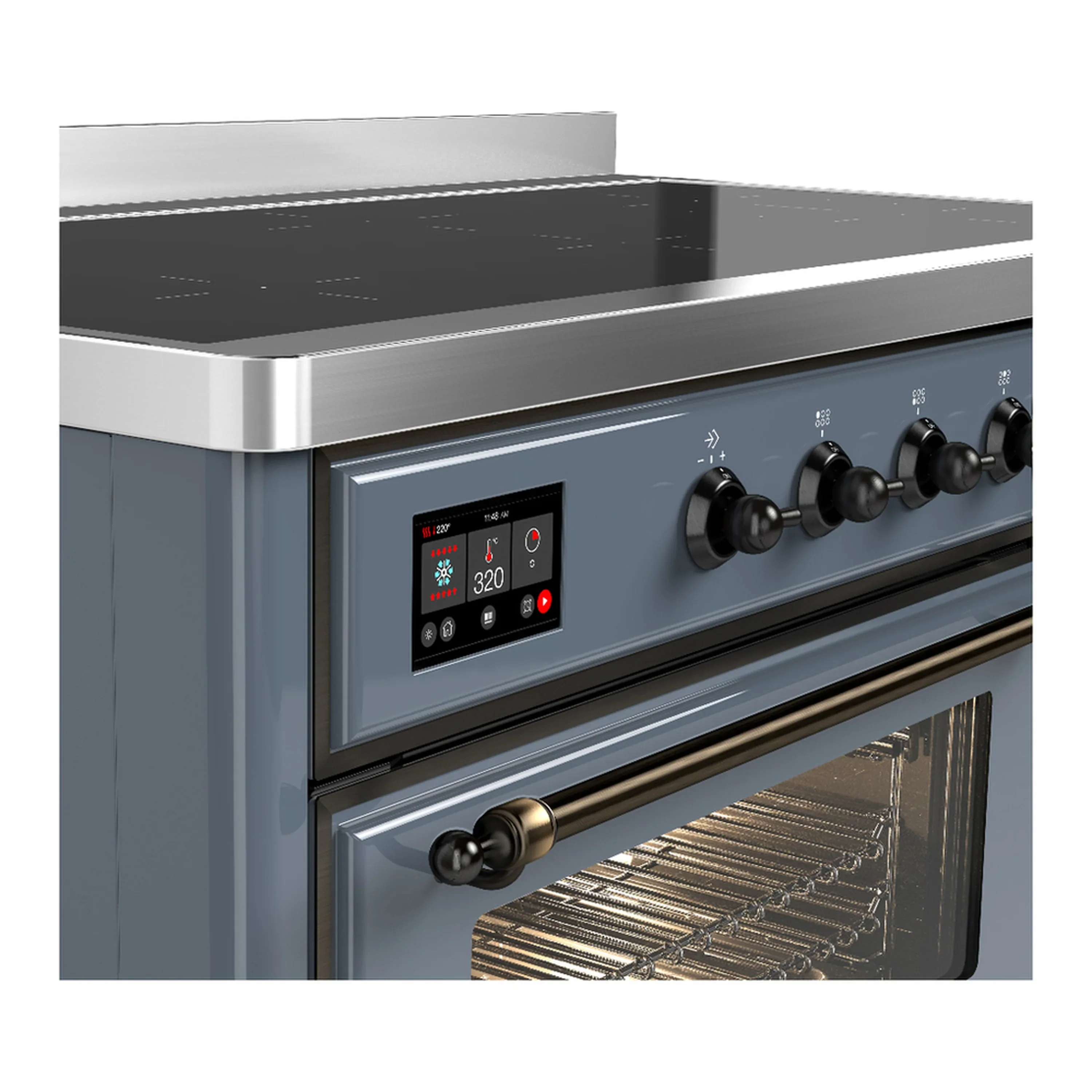 ILVE Majestic III 48-Inch Induction Range with 6 Induction Elements and Triple Glass Door Electric Oven in Blue Grey with Burnished Trim (UMIB48NR3BGB) - Image 7