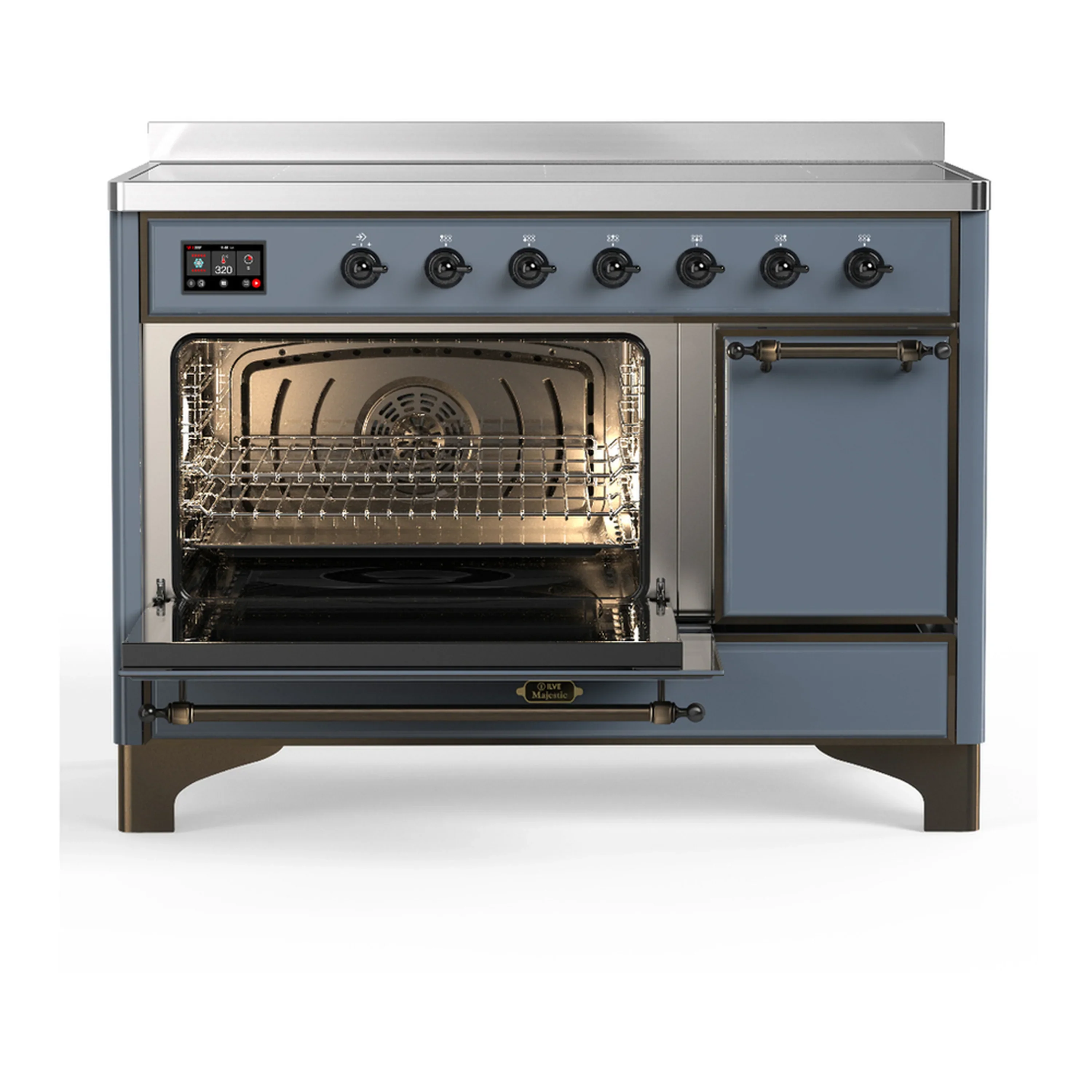 ILVE Majestic III 48-Inch Induction Range with 6 Induction Elements and Solid Door Electric Oven in Blue Grey with Burnished Trim (UMIB48QNR3BGB) - Image 5