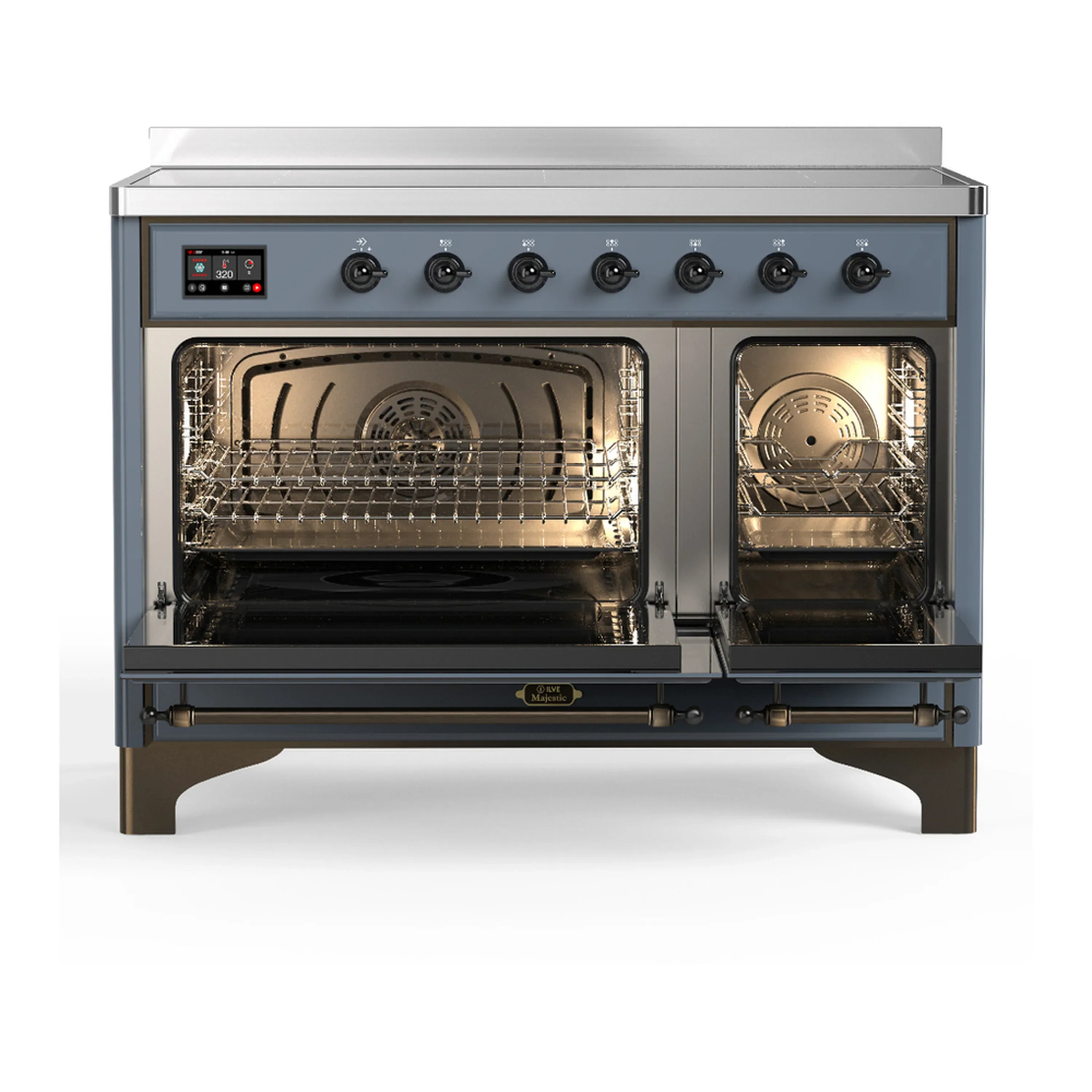 ILVE Majestic III 48-Inch Induction Range with 6 Induction Elements and Solid Door Electric Oven in Blue Grey with Burnished Trim (UMIB48QNR3BGB) - Image 6